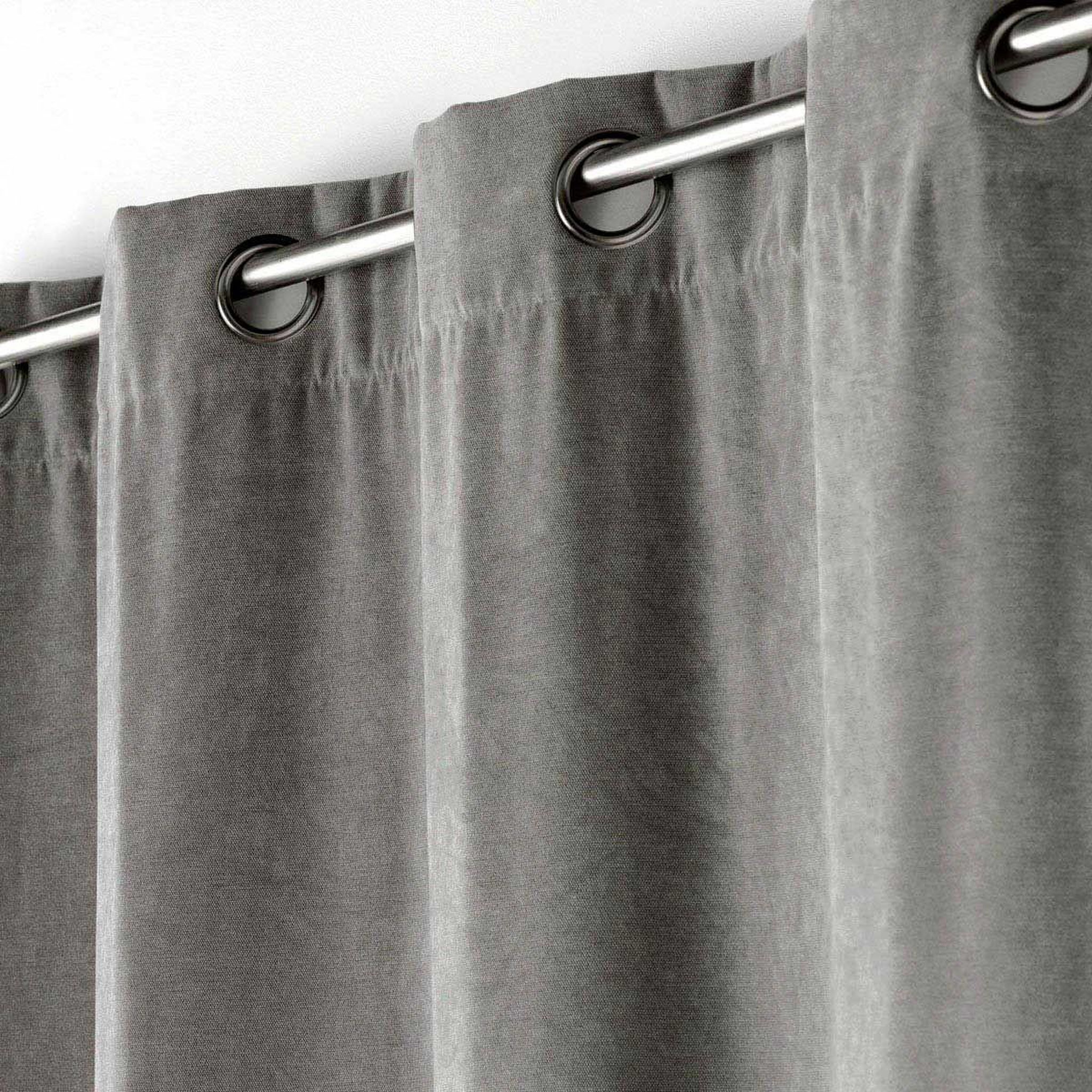 Voir la diapositive 2 : Douceur d'Intérieur Rideau à œillets velours  novana  135x260cm anthracite
