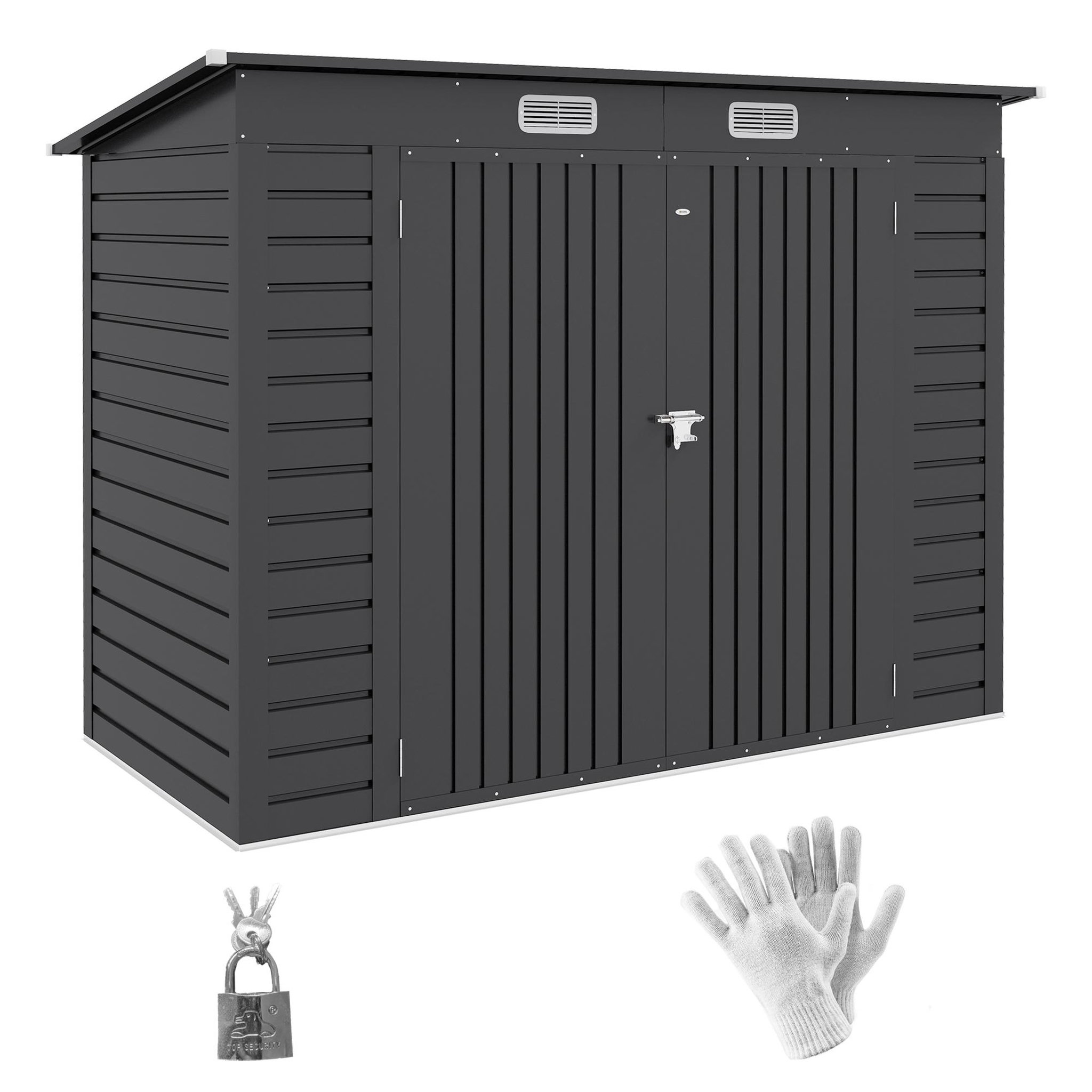 OUTSUNNY Abri de jardin 3 m² tôle d'acier 2 portes verrouillables 2 évents toit incliné