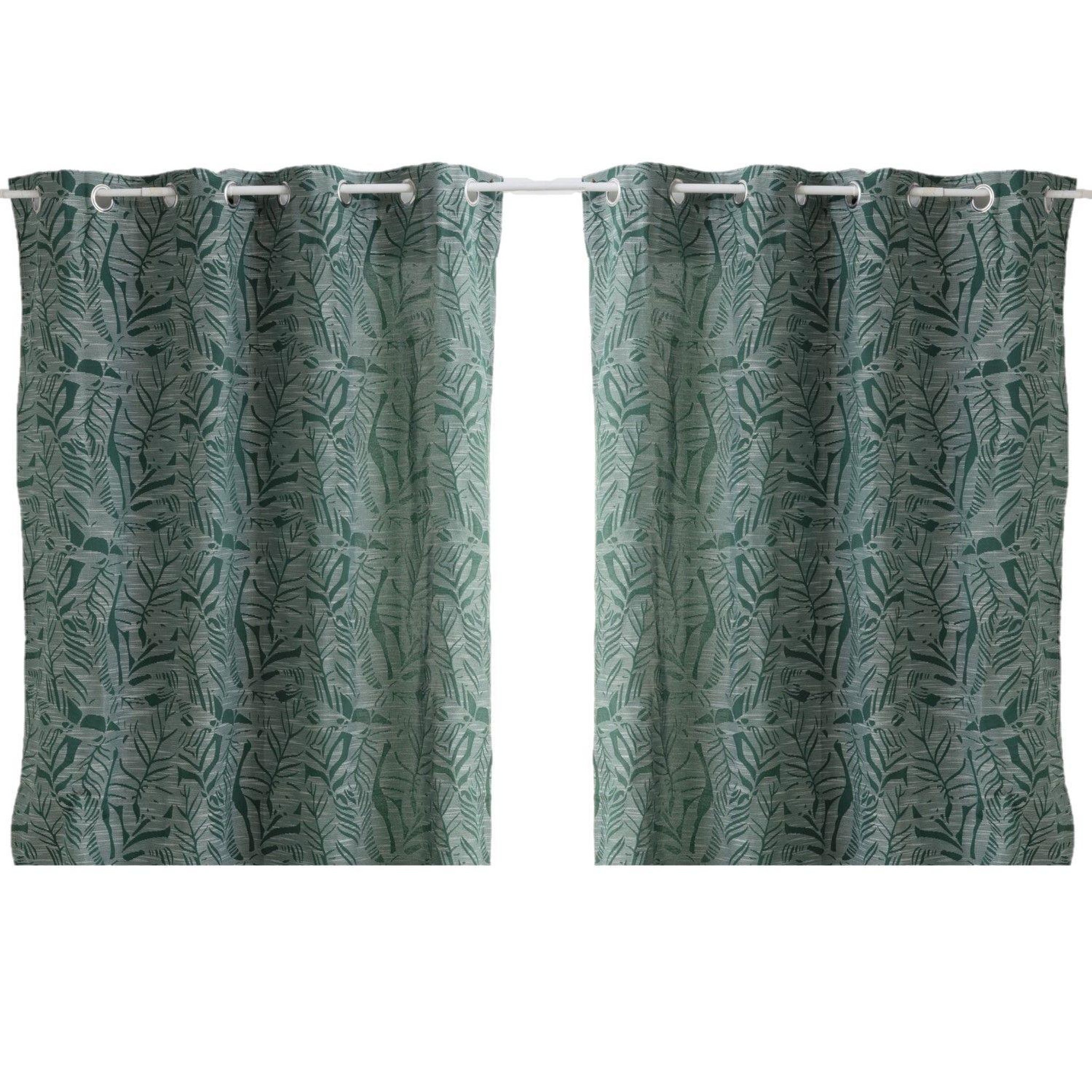 Voir la diapositive 1 : TOILINUX Lot de 2 Rideaux Folha au tissage jacquard