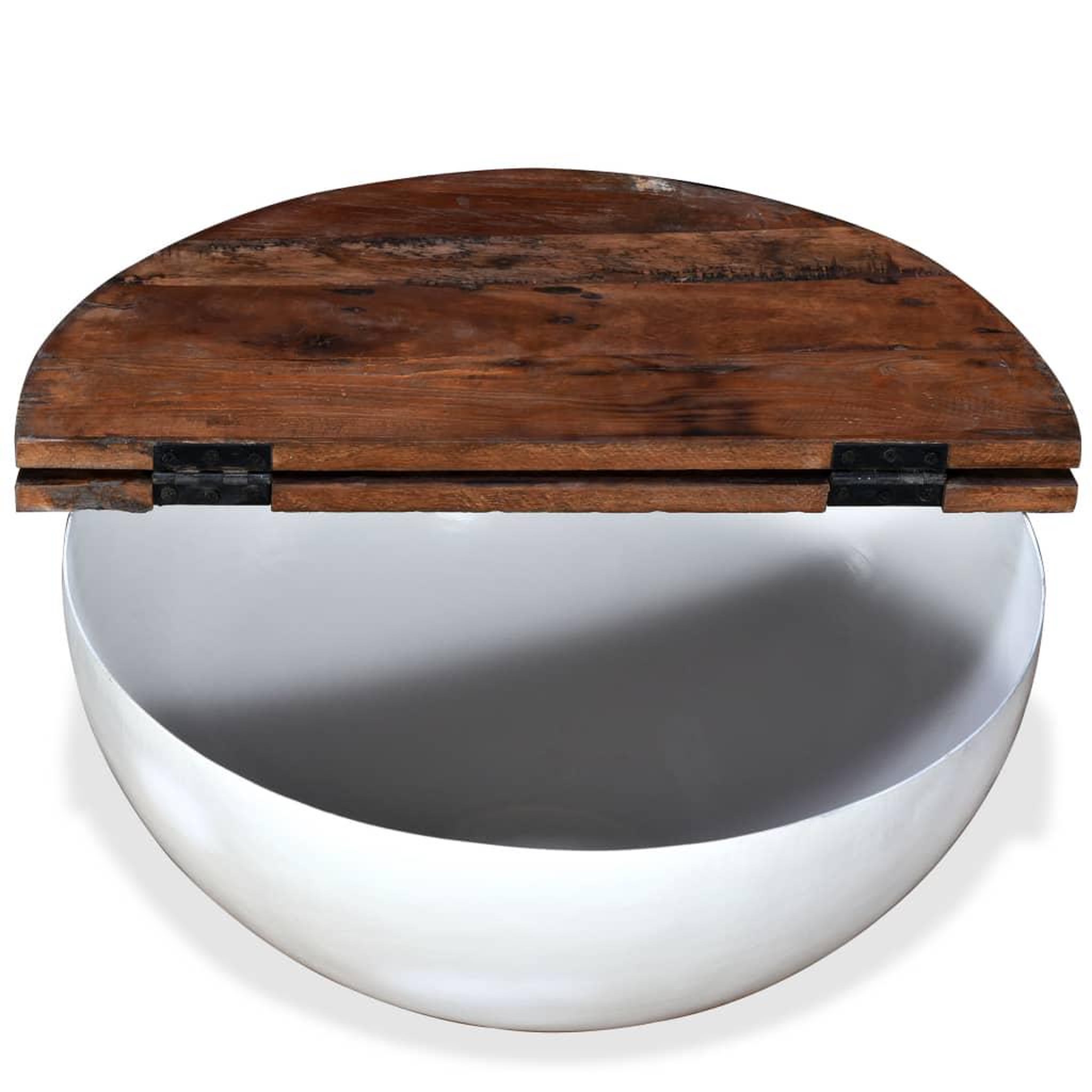 Voir la diapositive 3 : VIDAXL Table basse Bois de recuperation massif Blanc Forme de bol