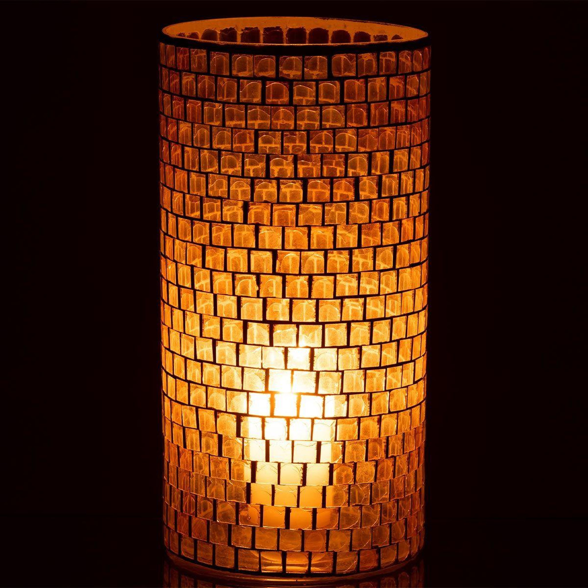 Voir la diapositive 3 : J-LINE Vase design  mosaïque ronde  30cm orange