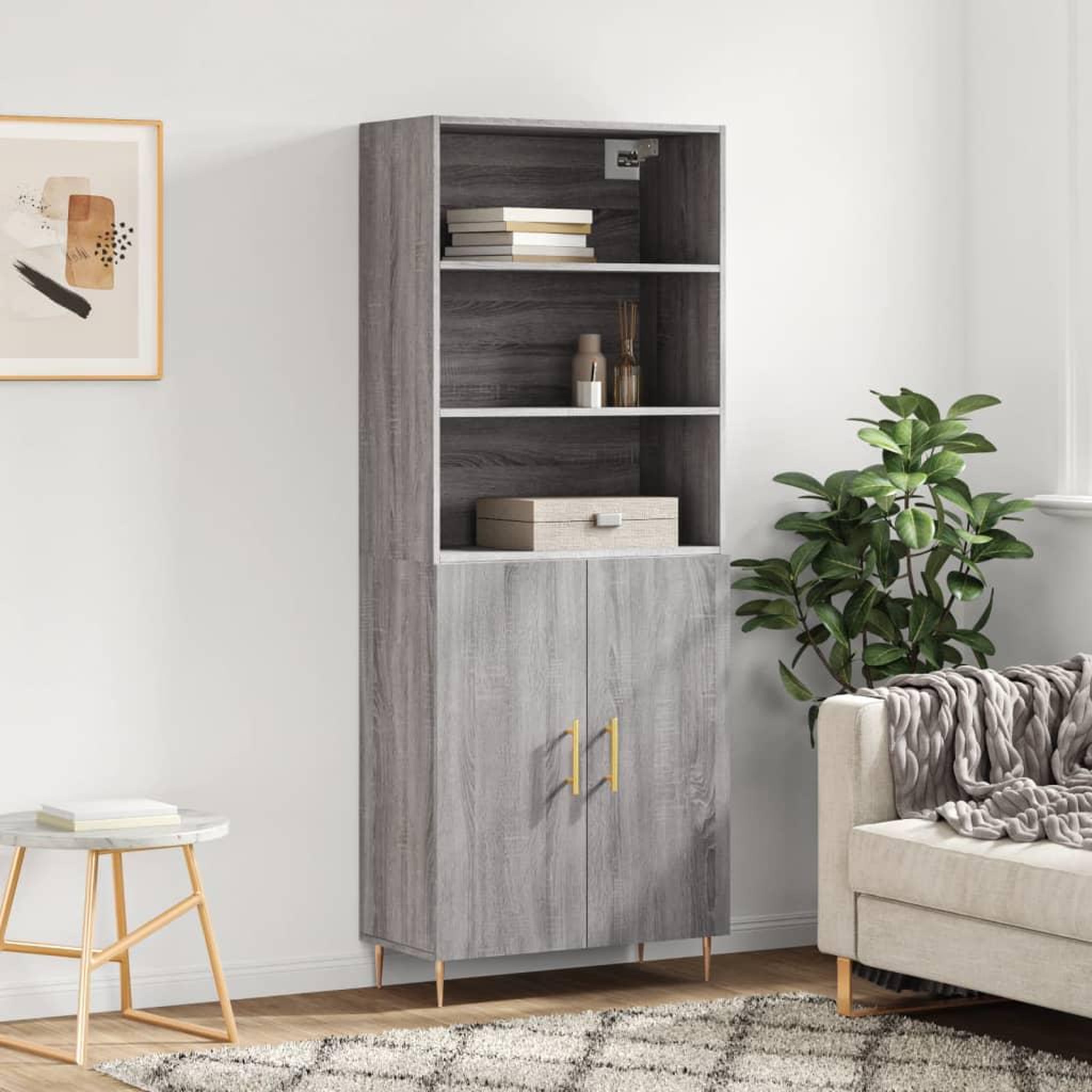 VIDAXL Buffet haut Sonoma gris 69,5x34x180 cm Bois d'ingenierie