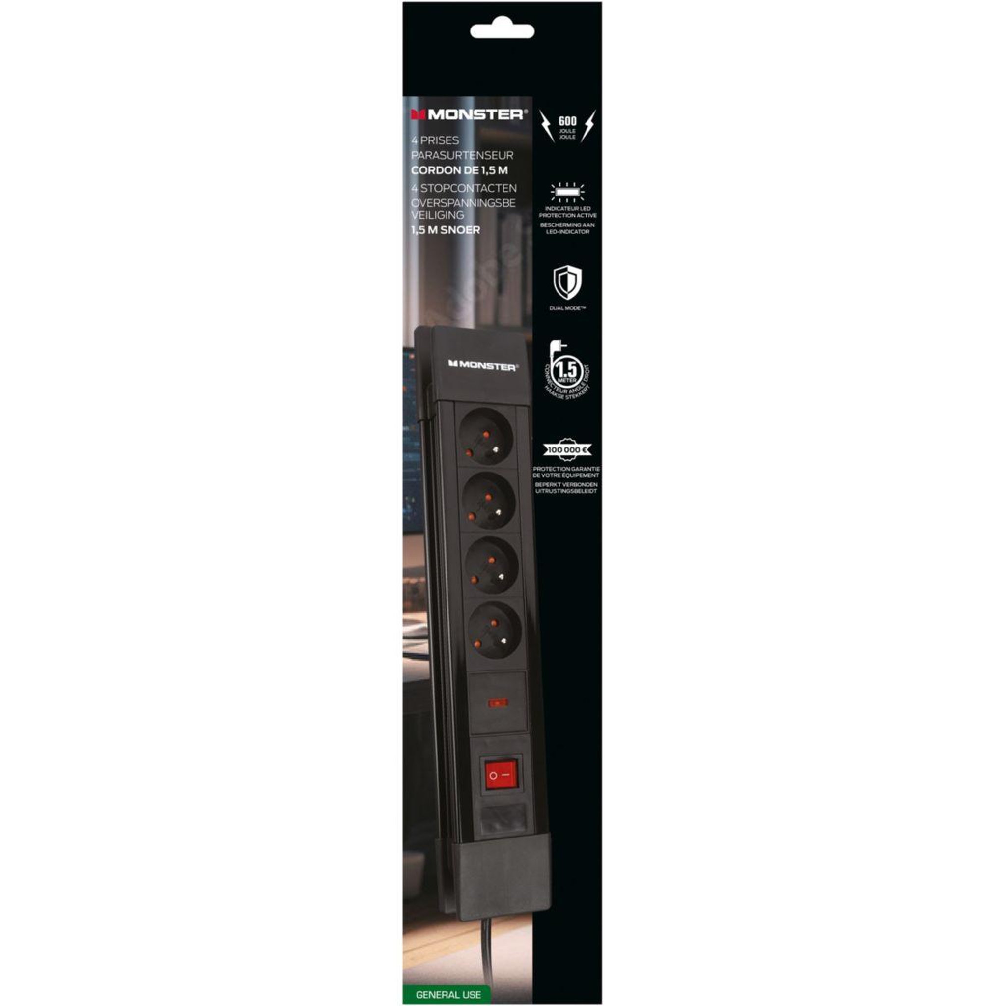 Voir la diapositive 4 : Monster Cable Rallonge parafoudre Parasurtenseur 4 prises