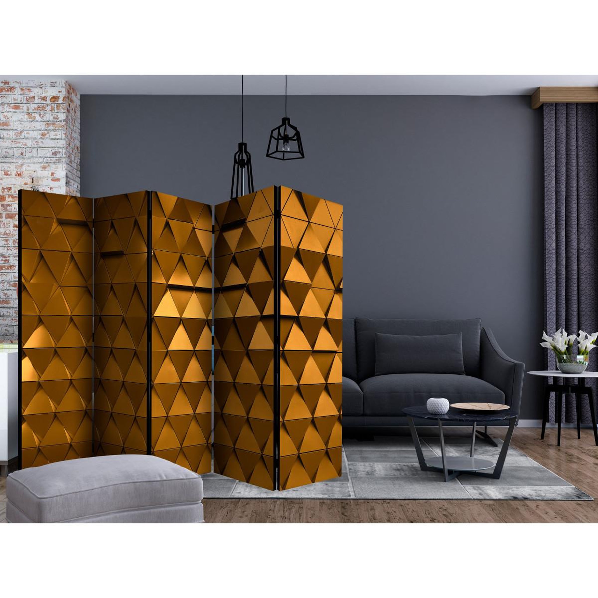 Voir la diapositive 2 : Paris Prix Paravent 5 volets  golden armour  172x225cm