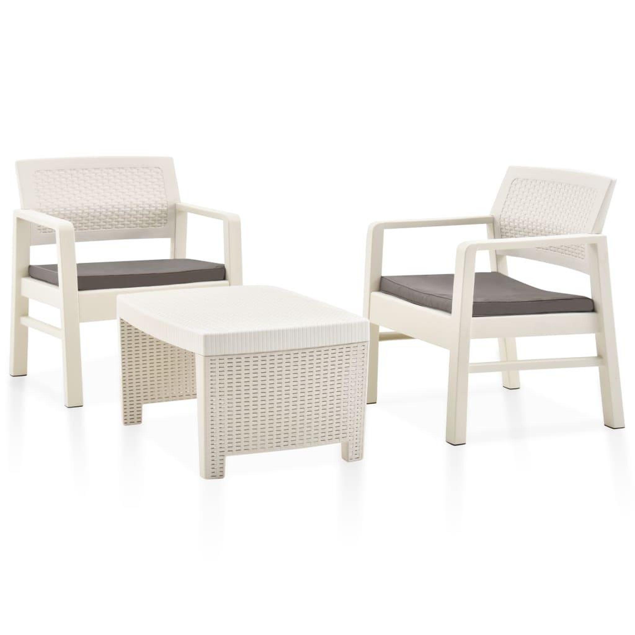 Voir la diapositive 1 : VIDAXL Salon de jardin 3 pcs Plastique Blanc