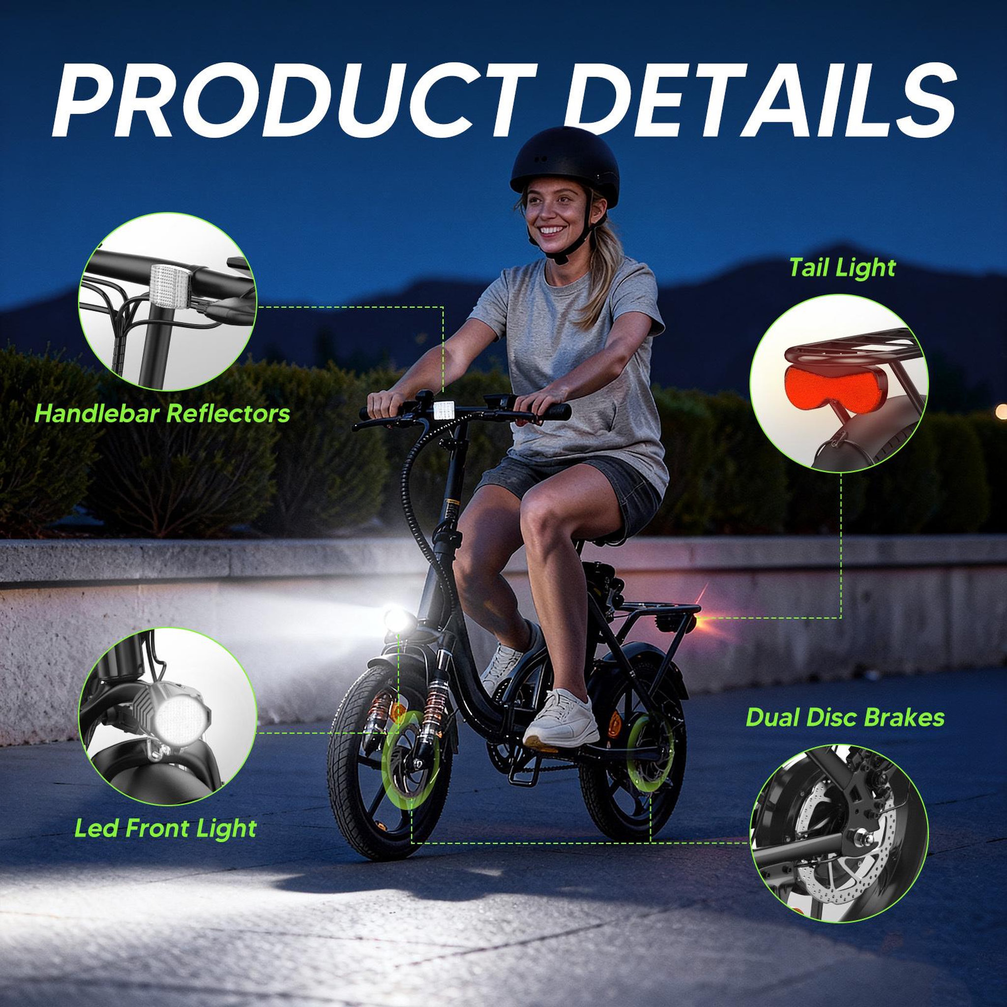 Voir la diapositive 3 : ISCOOTER Vélo électrique pliable iScooter U4, 36 V 10,4 Ah, vélo électrique compact 16 , noir