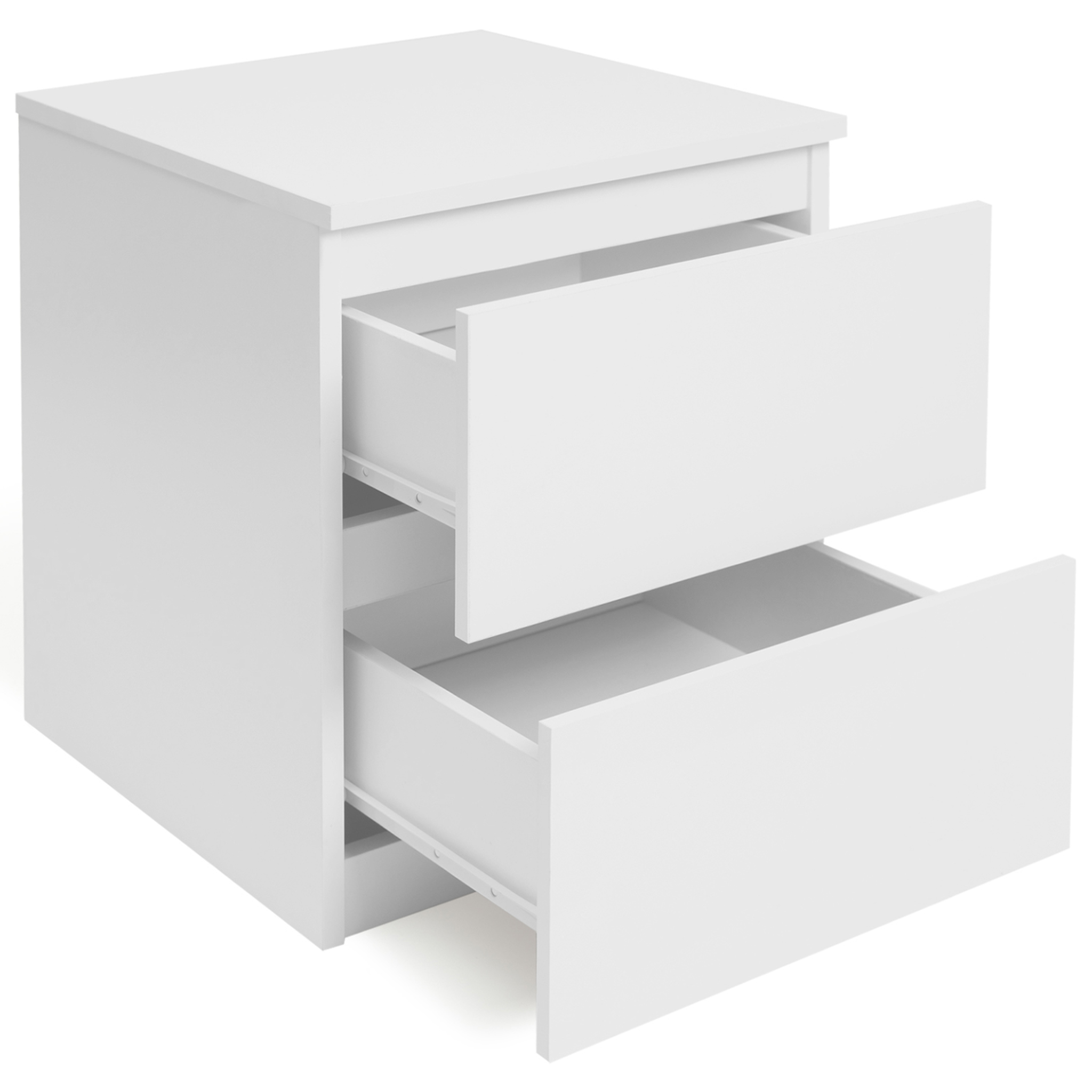 Voir la diapositive 3 : ID MARKET Lot de 2 tables de chevet tomi 2 tiroirs bois blanc