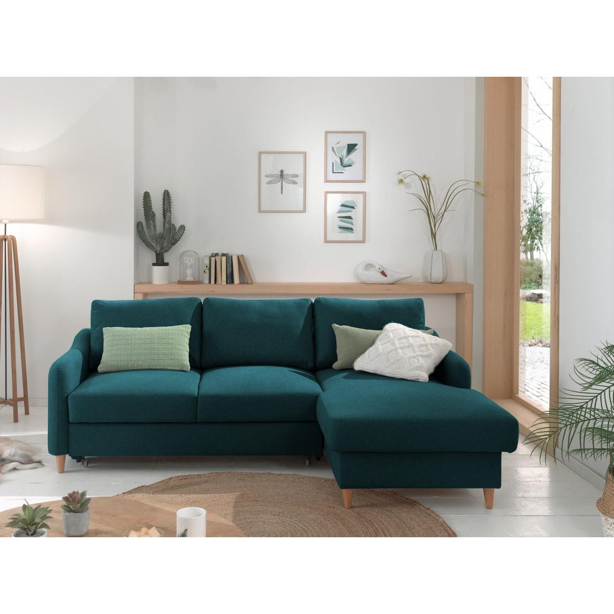 LISA DESIGN Will - canapé d'angle droit - convertible avec coffre - 4 places - en tissu