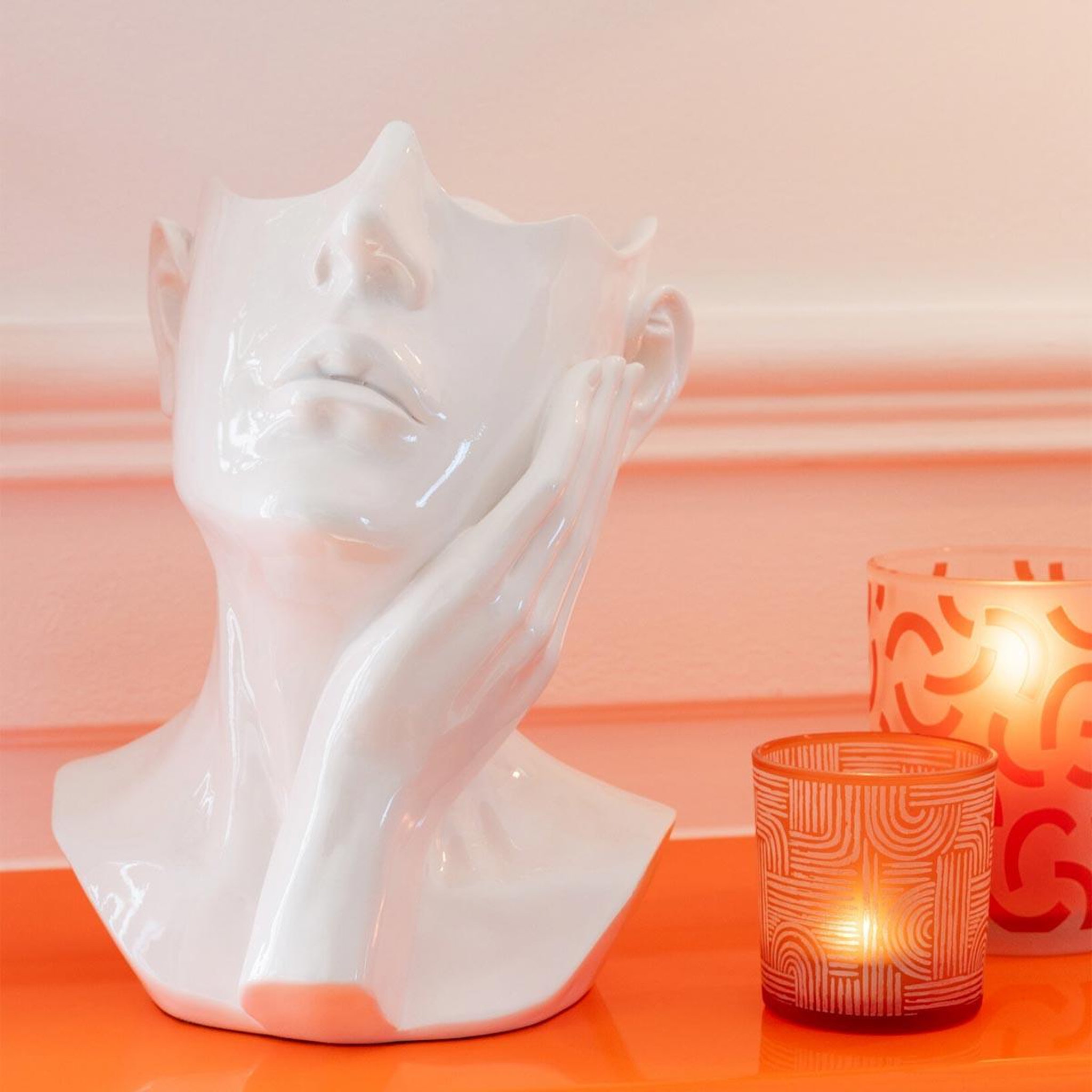 Voir la diapositive 5 : J-LINE Cache-pot buste de femme  muse  27cm blanc