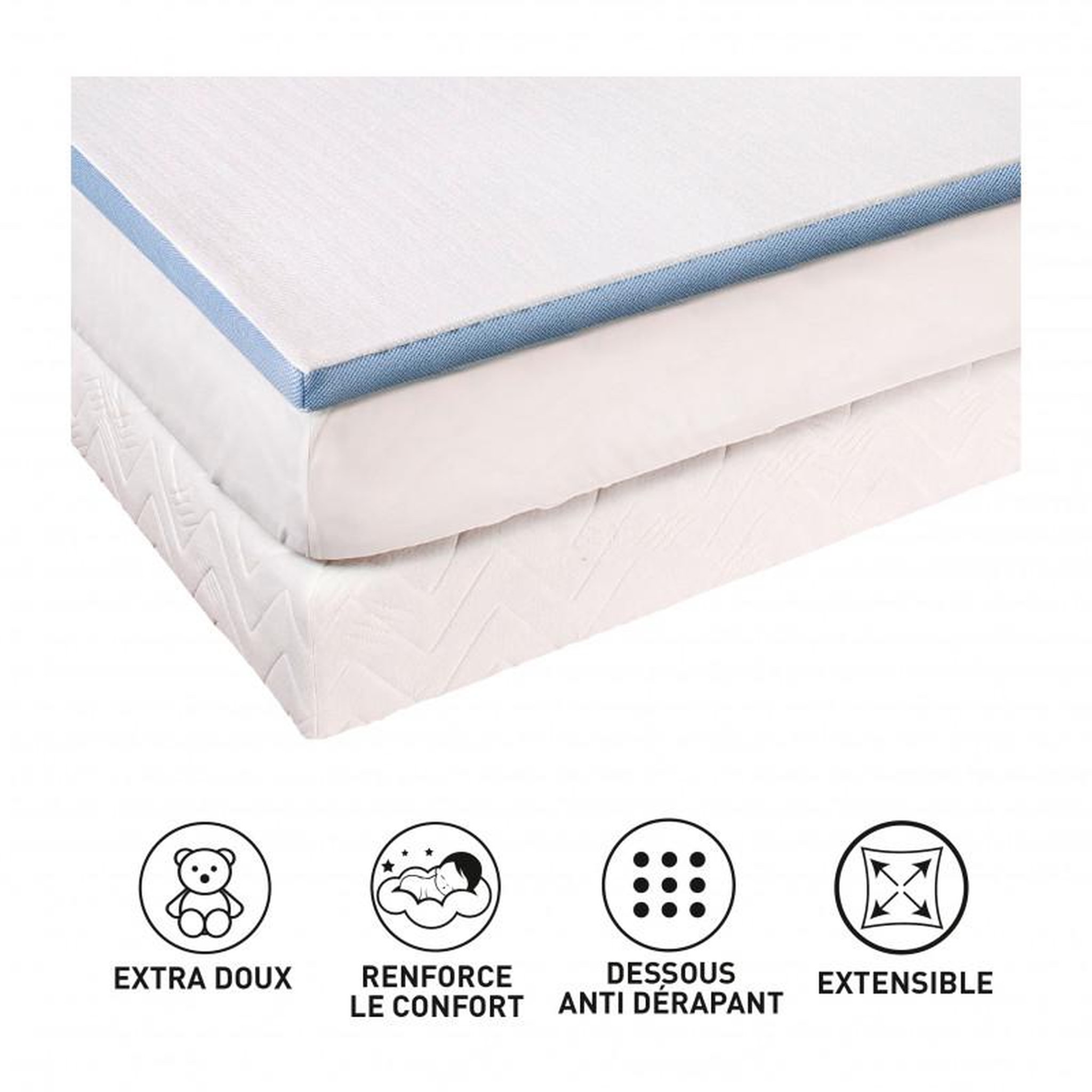 Voir la diapositive 2 : LESTRA Surmatelas Lestra Fjord à mémoire de forme 80 x 200 cm Lestra
