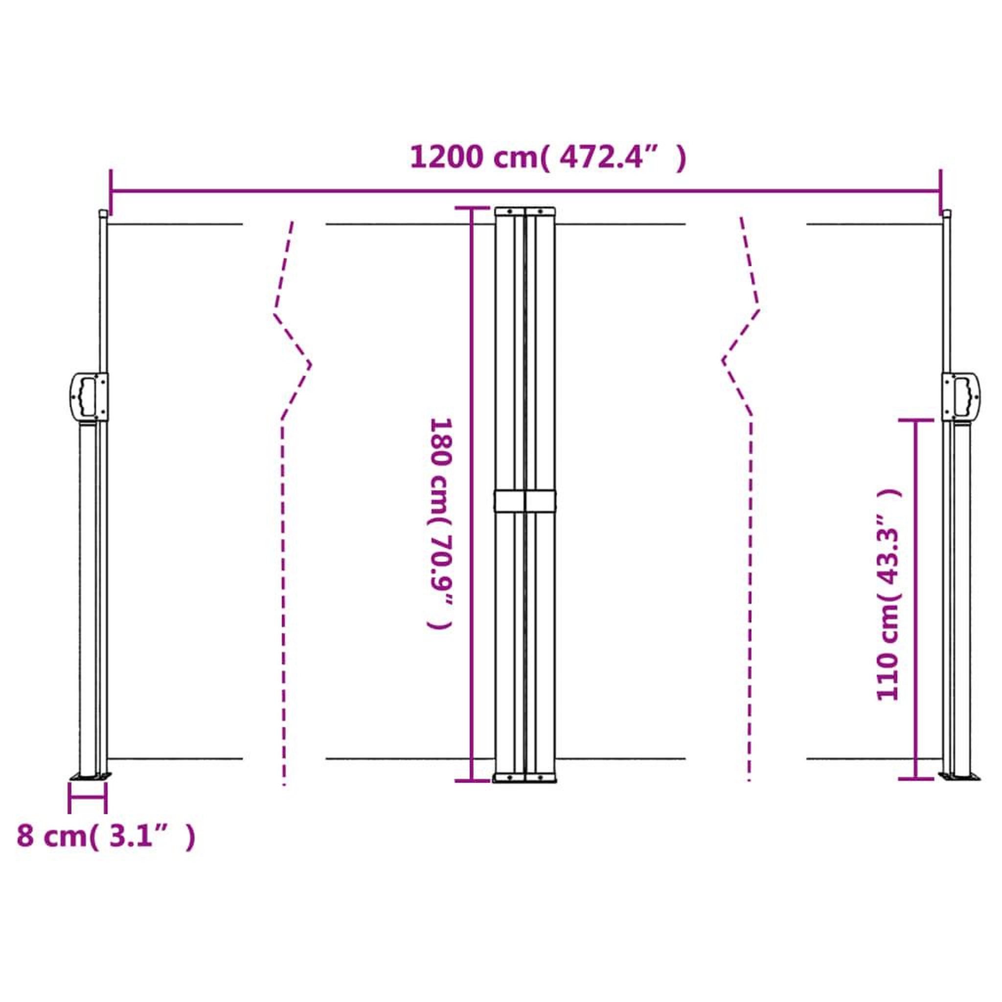 Voir la diapositive 6 : VIDAXL Auvent lateral retractable blanc 180x1200 cm
