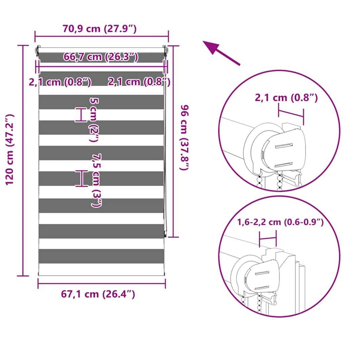 VIDAXL Store 70 x 120 cm Blanc