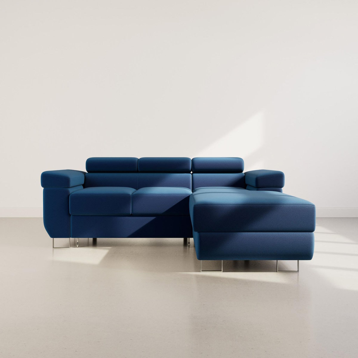 BEST MOBILIER Pablo - canapé d'angle droit - 6 places - convertible avec coffre et têtières réglables - en velours