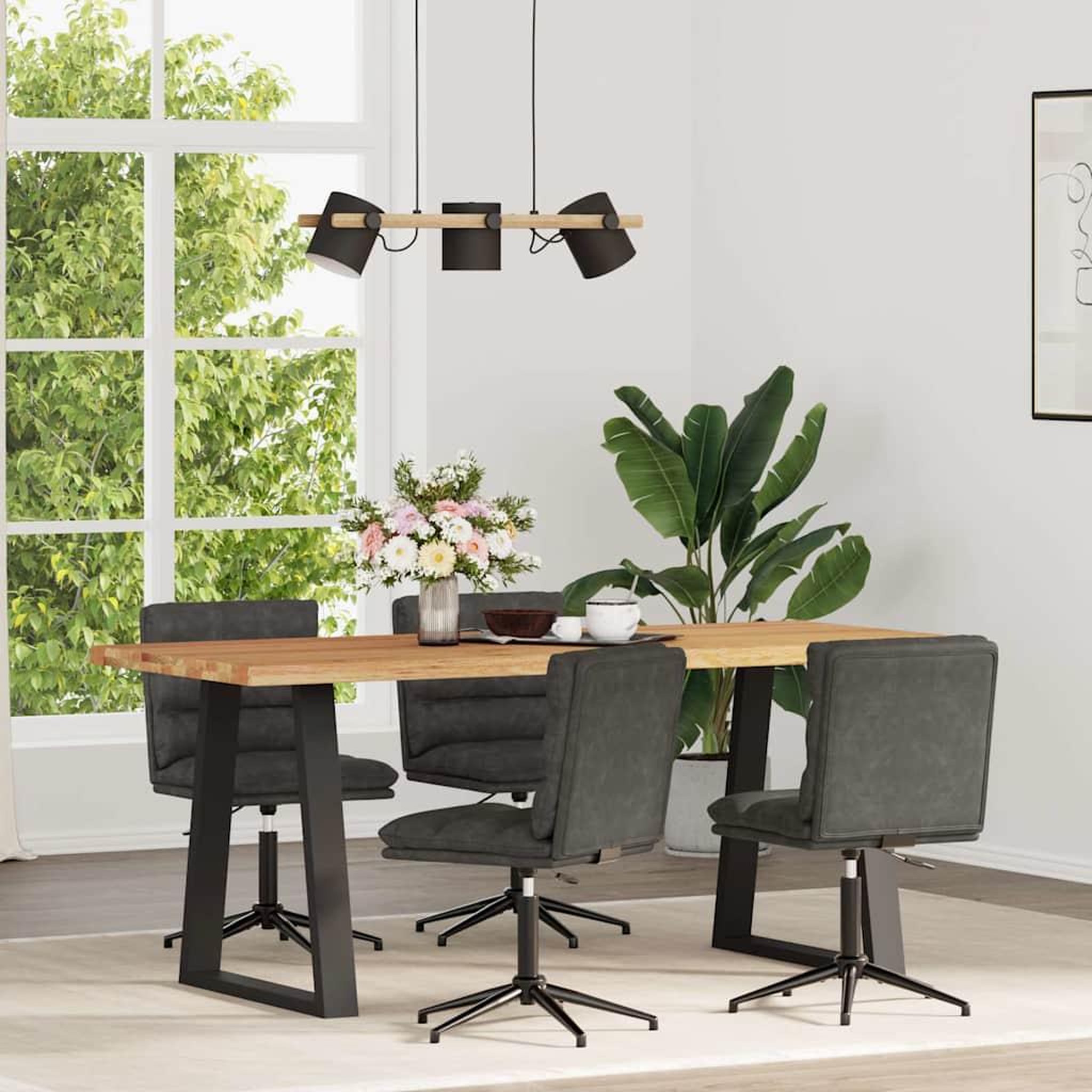 VIDAXL Chaises a manger lot de 4 noir similicuir