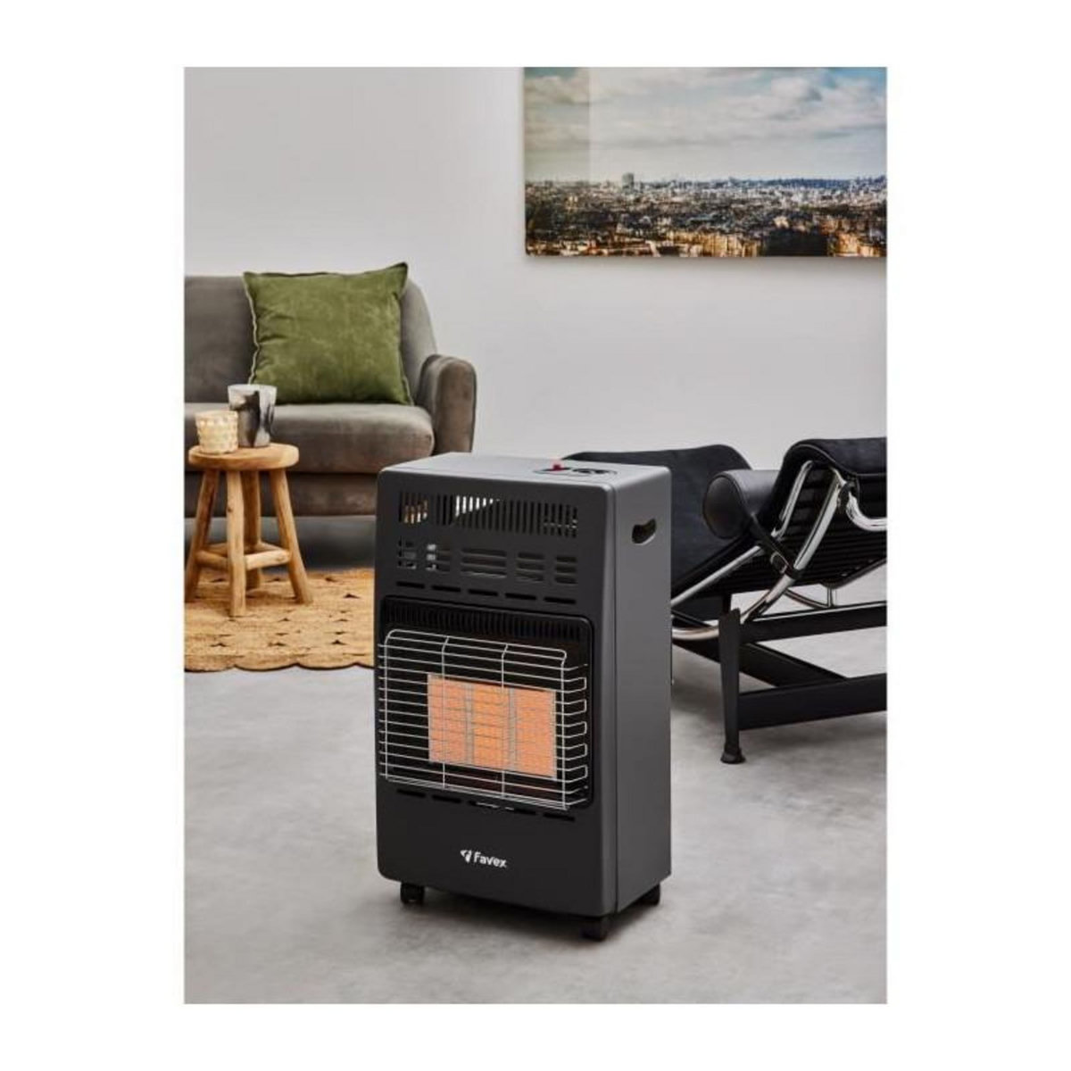 FAVEX Chauffage d'appoint infrarouge au gaz butane KERN - Allumage par piezo - Surface de chauffe jusqu'a 40 m² - 3 niveaux de puissa