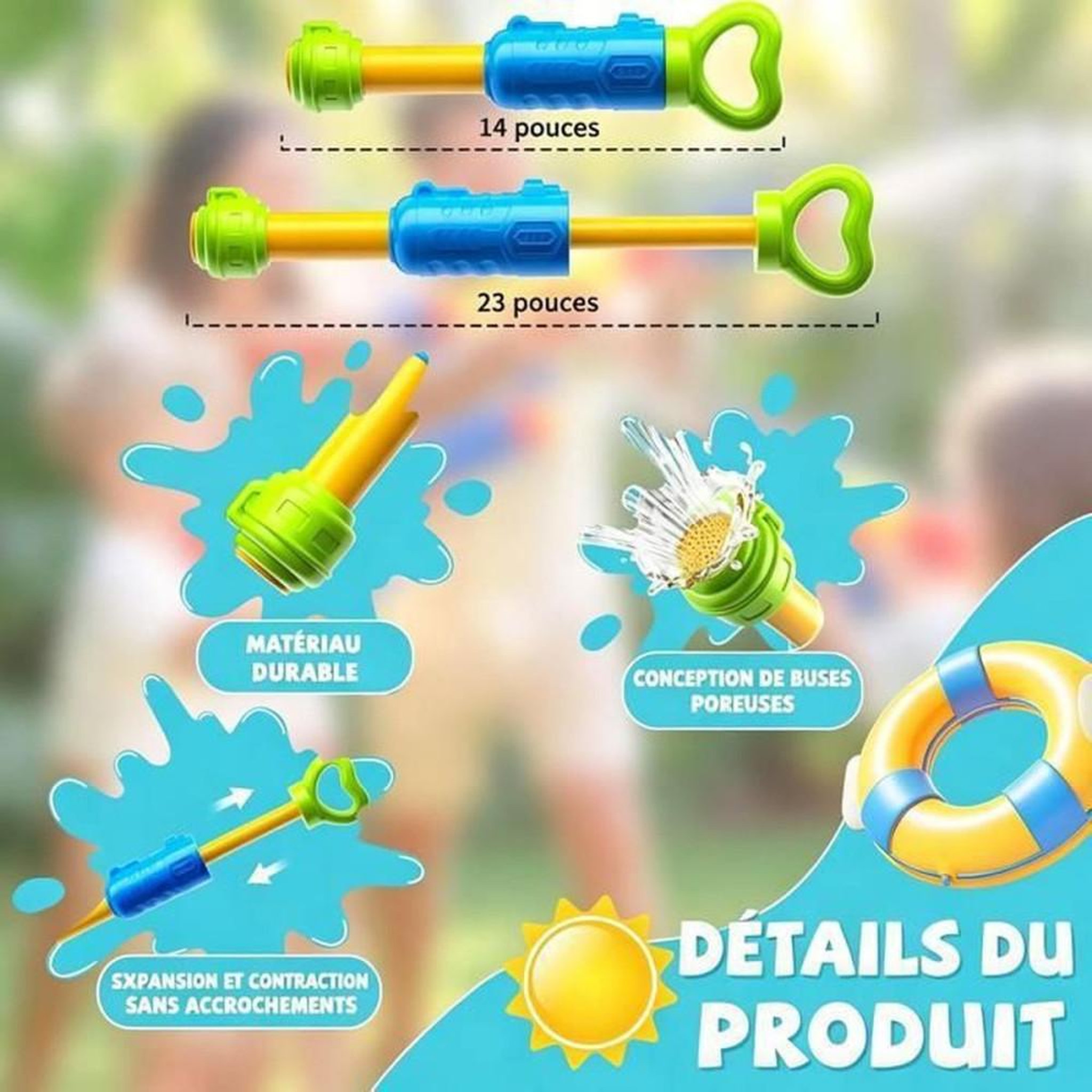 Voir la diapositive 2 : Pistolet à eau manuel lot de 2, ABS, portée 4 à 10 m, gâchette jet continu