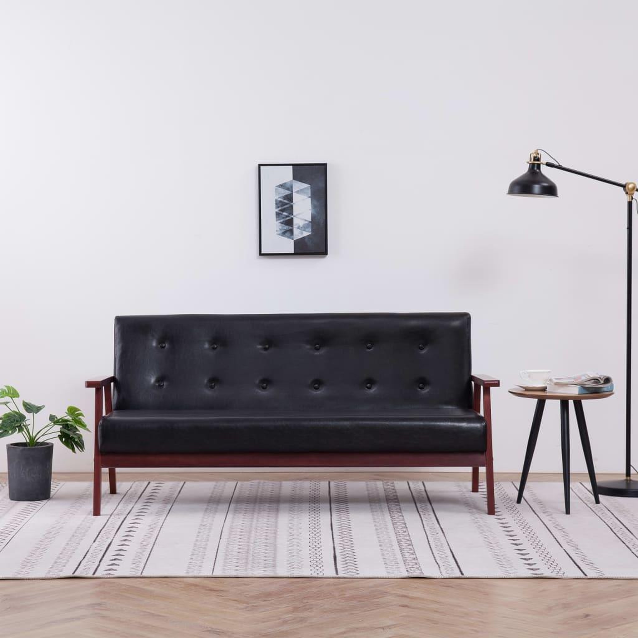 Voir la diapositive 1 : VIDAXL Canape a 3 places Noir Similicuir