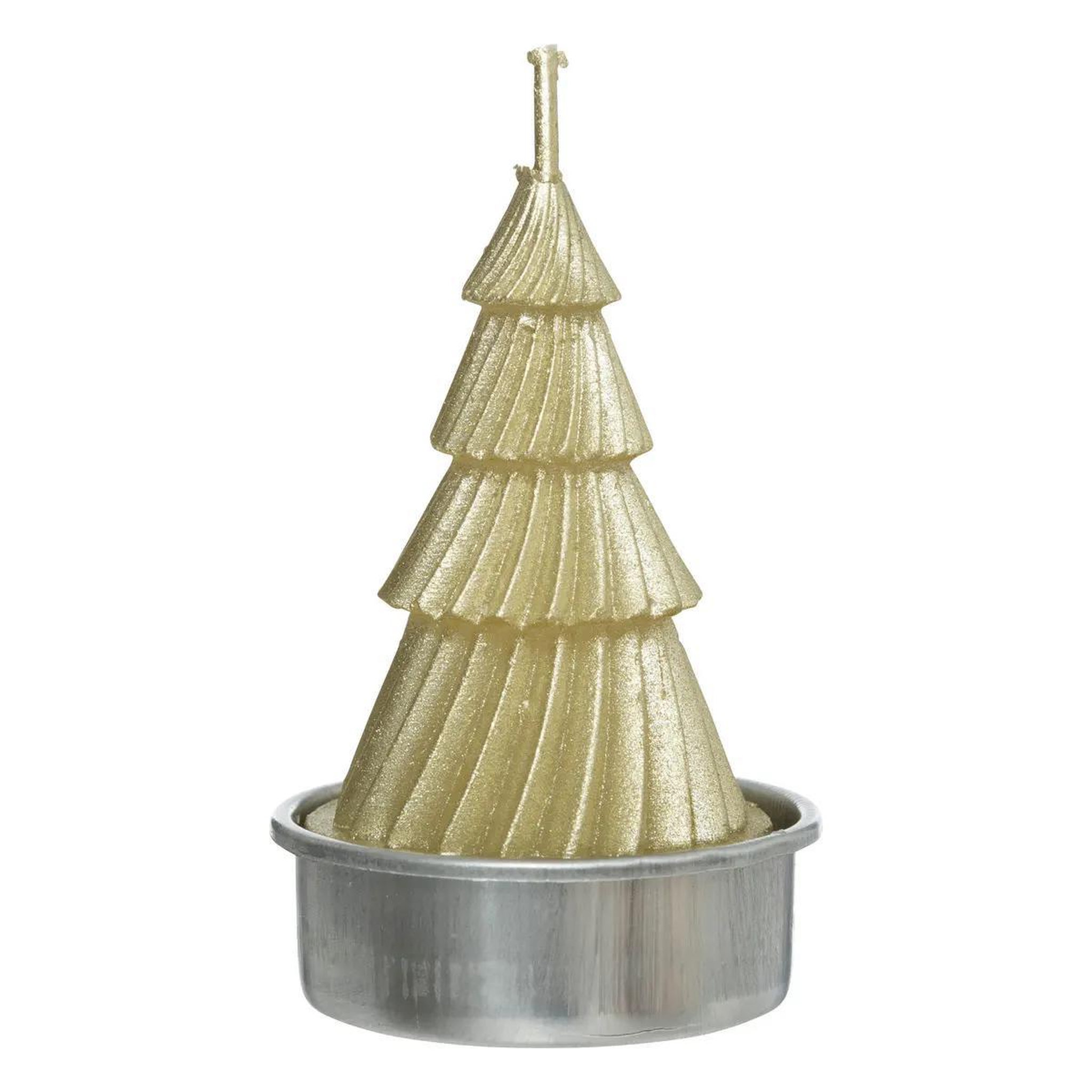 Voir la diapositive 2 : ATMOSPHERA Lot de 4 bougies chauffe-plat  sapin  6cm or