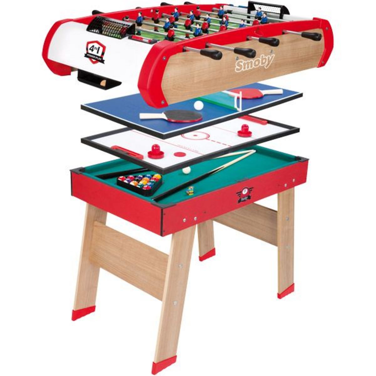 SMOBY Table multi jeu powerplay 4 en 1