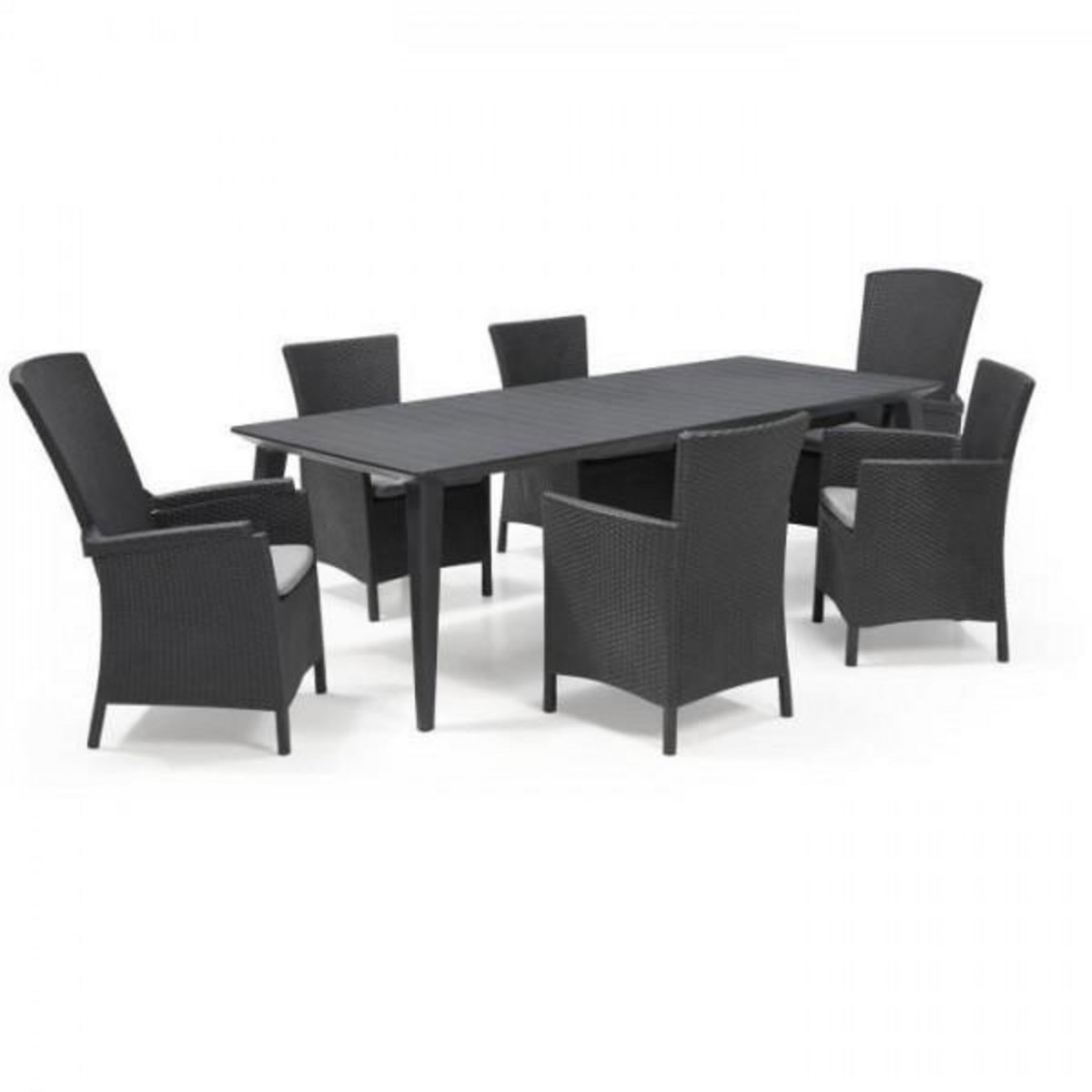 ALLIBERT by KETER Fauteuil de jardin - Allibert by KETER - IOWA - En résine imitation rotin tressé - Coloris : gris graphite - Avec coussin