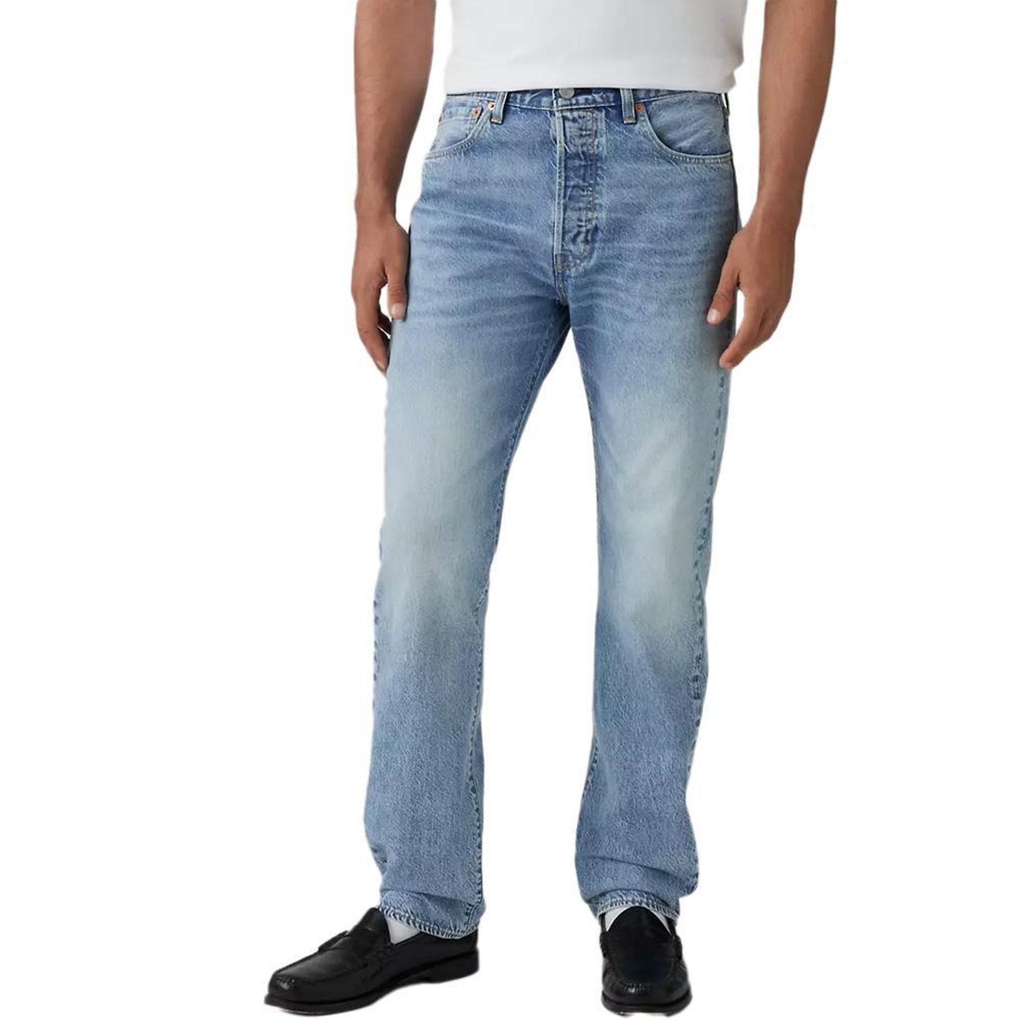 Voir la diapositive 2 : Levi's Jean bleu délavé homme levi's 501 levis original fit