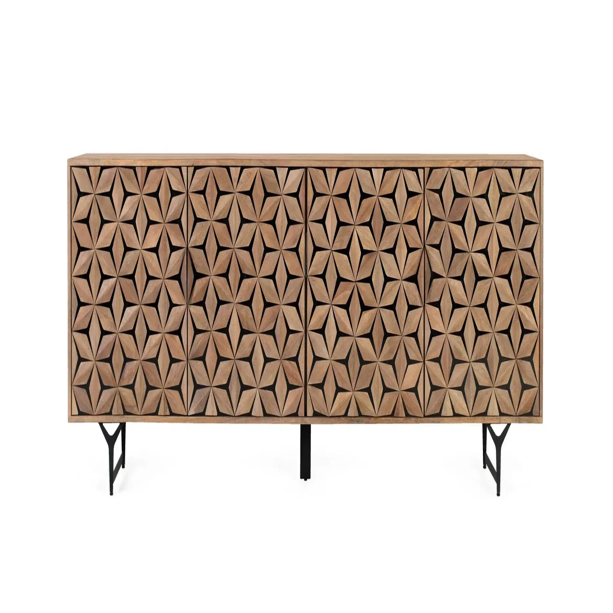 GINER Y COLOMER SL Buffet en bois de manguier 220cm style contemporain géométrique