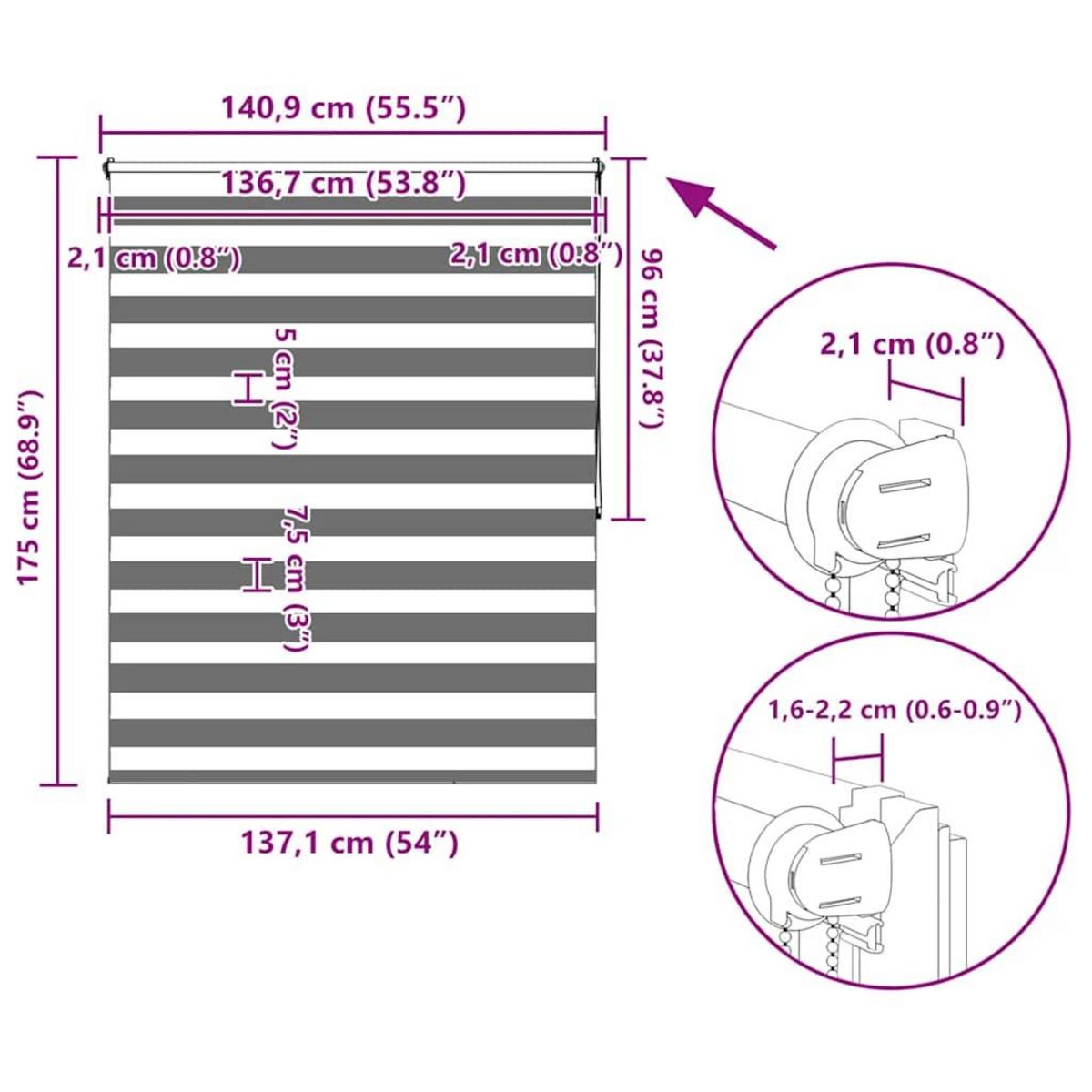 VIDAXL Store enrouleur tamisant 140 x 175 cm blanc