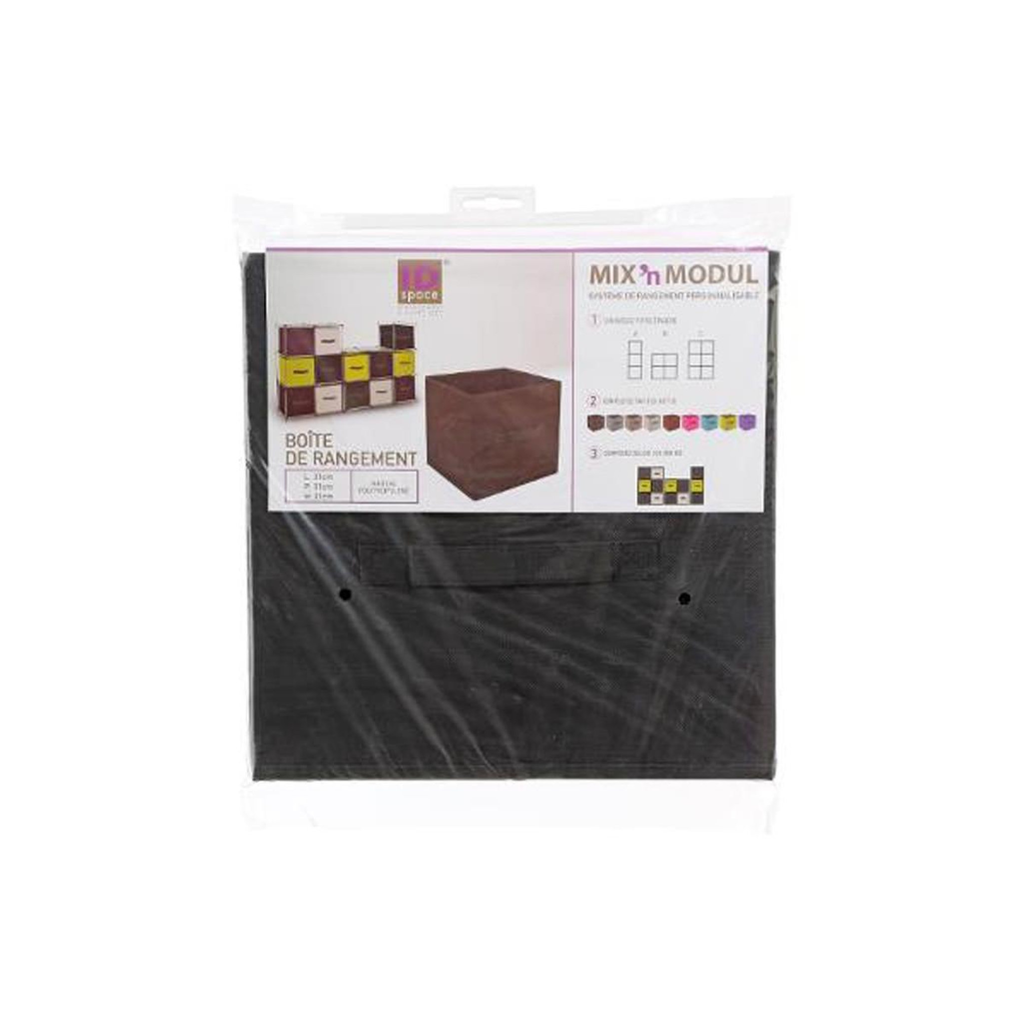 Voir la diapositive 4 : B BASIC & CO Boîte de rangement carrée  mix n'modul   31x31cm noir