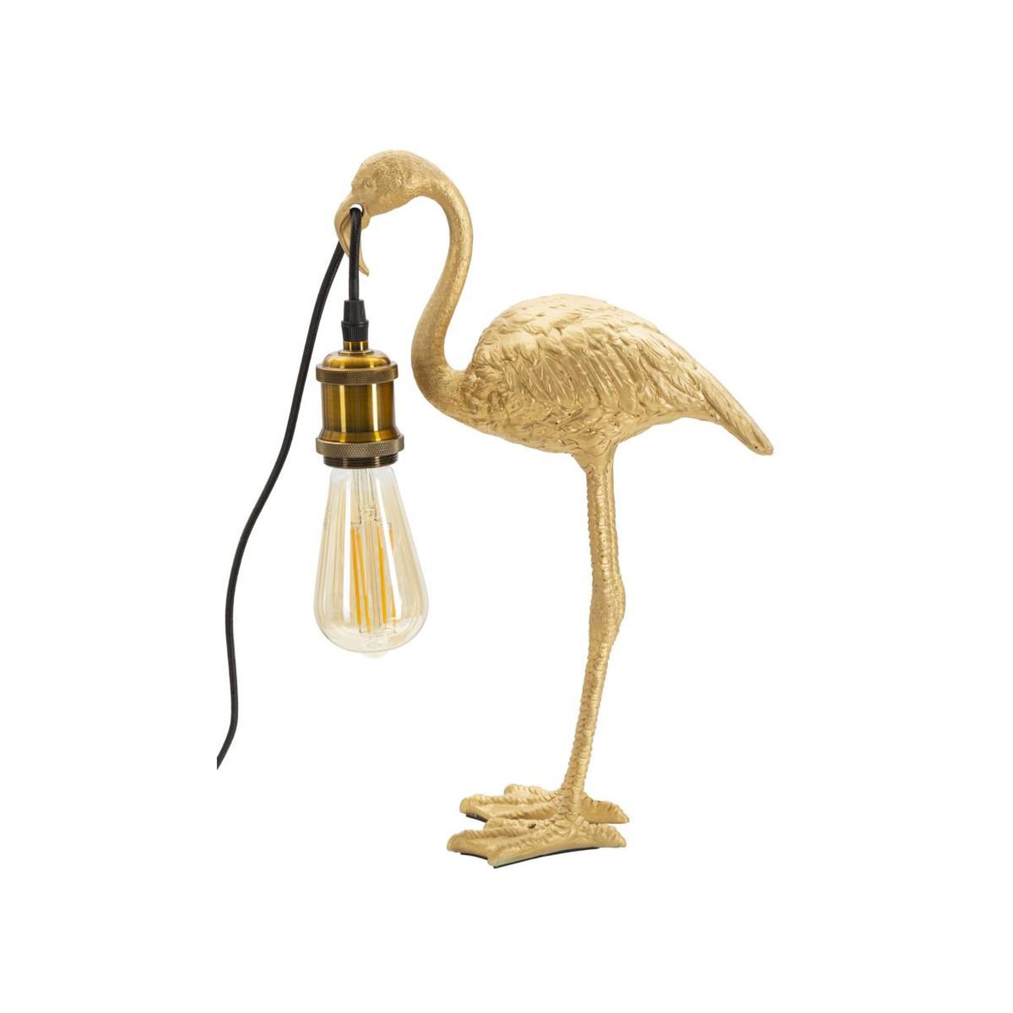 Voir la diapositive 2 : Paris Prix Lampe à poser en résine  flamant rose  39cm or