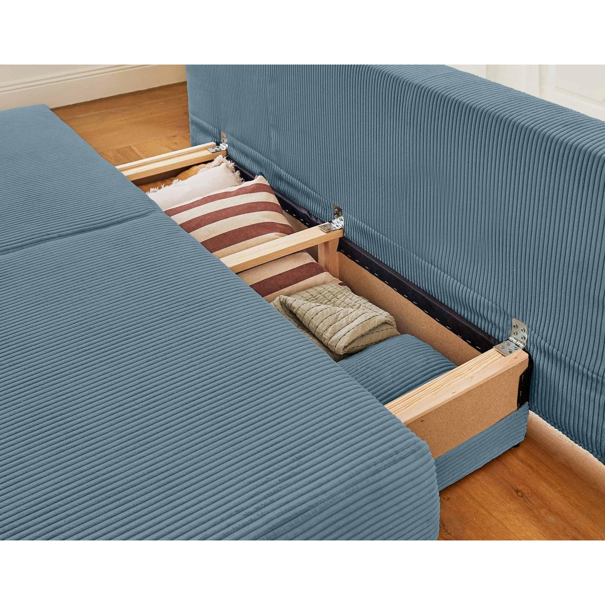 BEST MOBILIER Loutro - canapé 3 places - convertible avec coffre - en velours côtelé