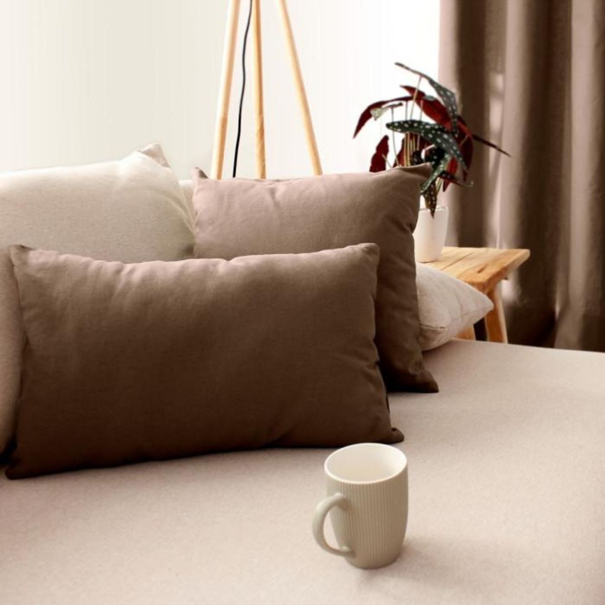 Paris Prix Coussin Déco Uni  Panama  30x50cm Vison