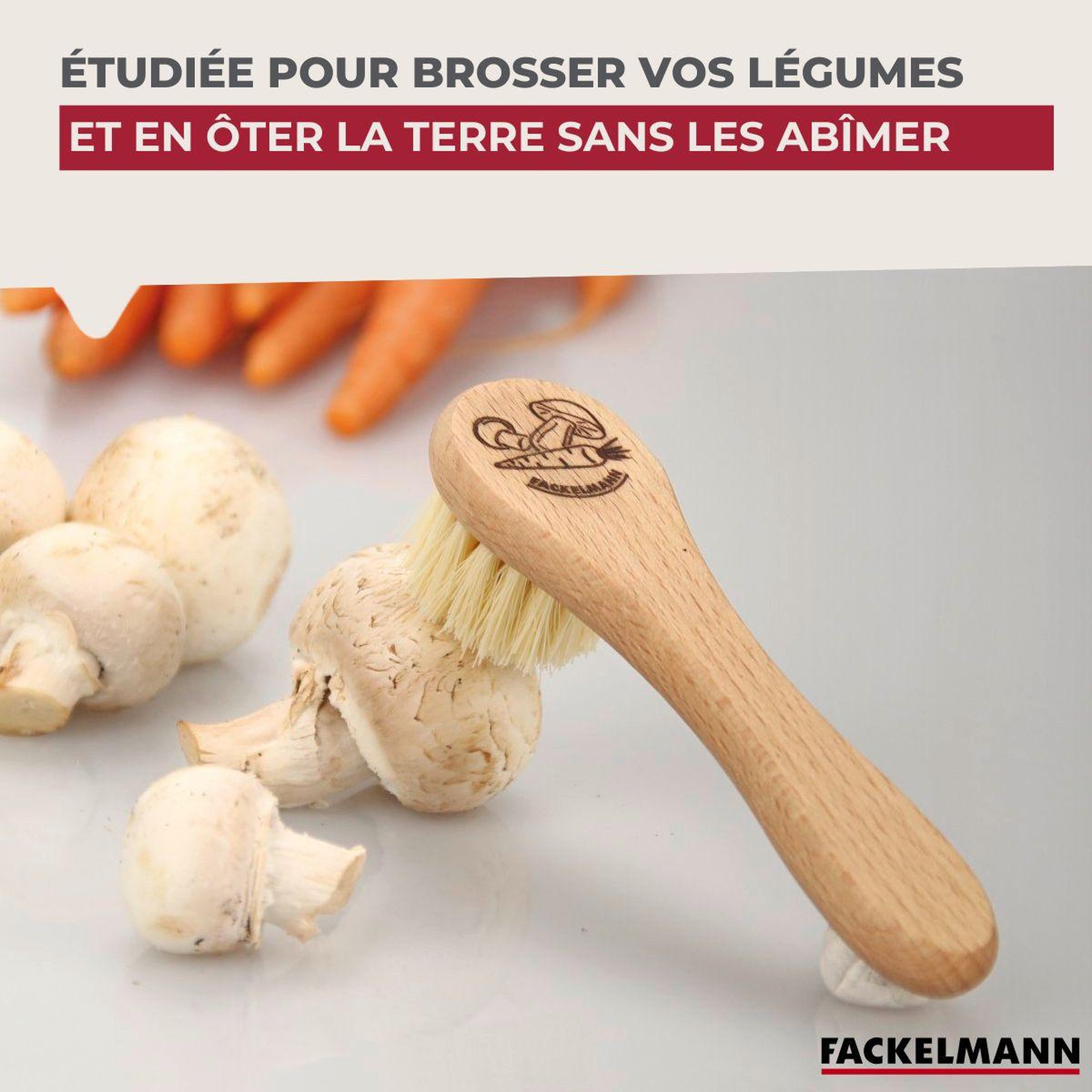 Voir la diapositive 5 : Fackelmann Brosse à légumes en bois fackelmann wood edition