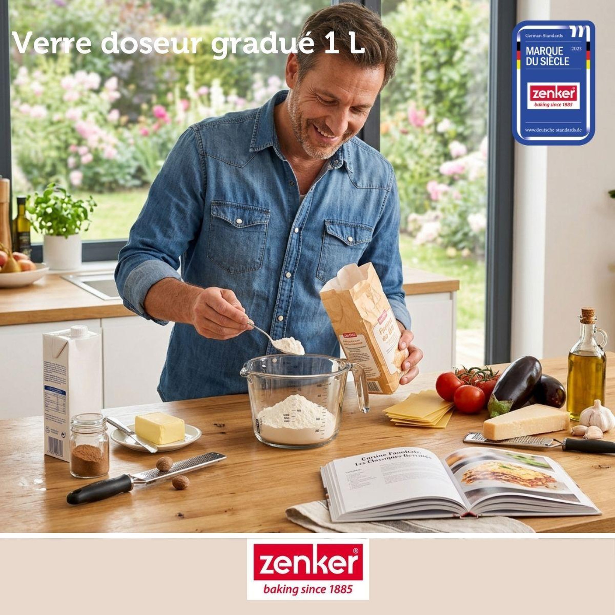 Voir la diapositive 2 : ZENKER Verre mesureur en verre 1 l zenker