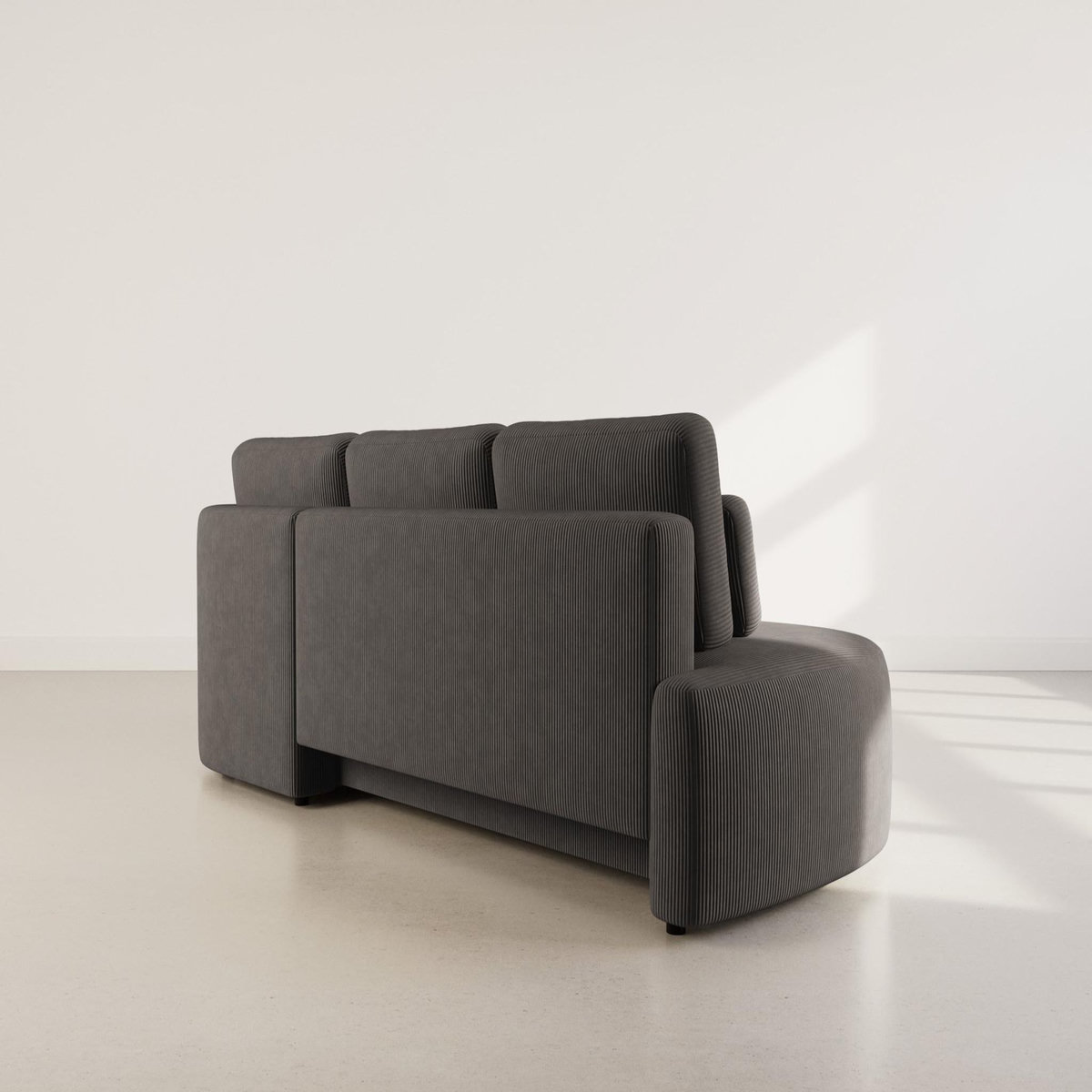 LISA DESIGN Mahina - canapé d'angle droit 4 places convertible avec coffre en velours côtelé