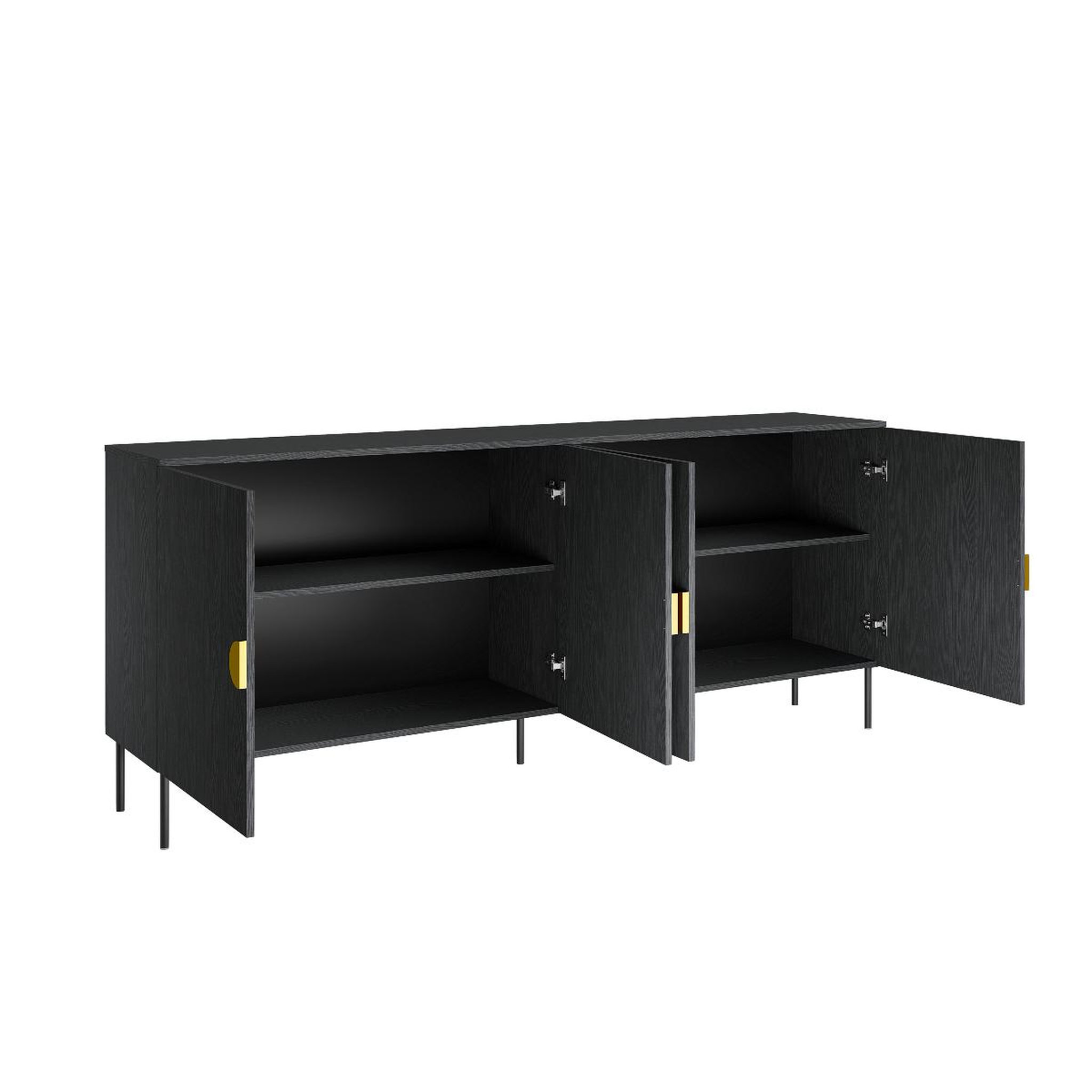 Voir la diapositive 3 : JLC KREATION Buffet bas noir et or 4 portes dimitri