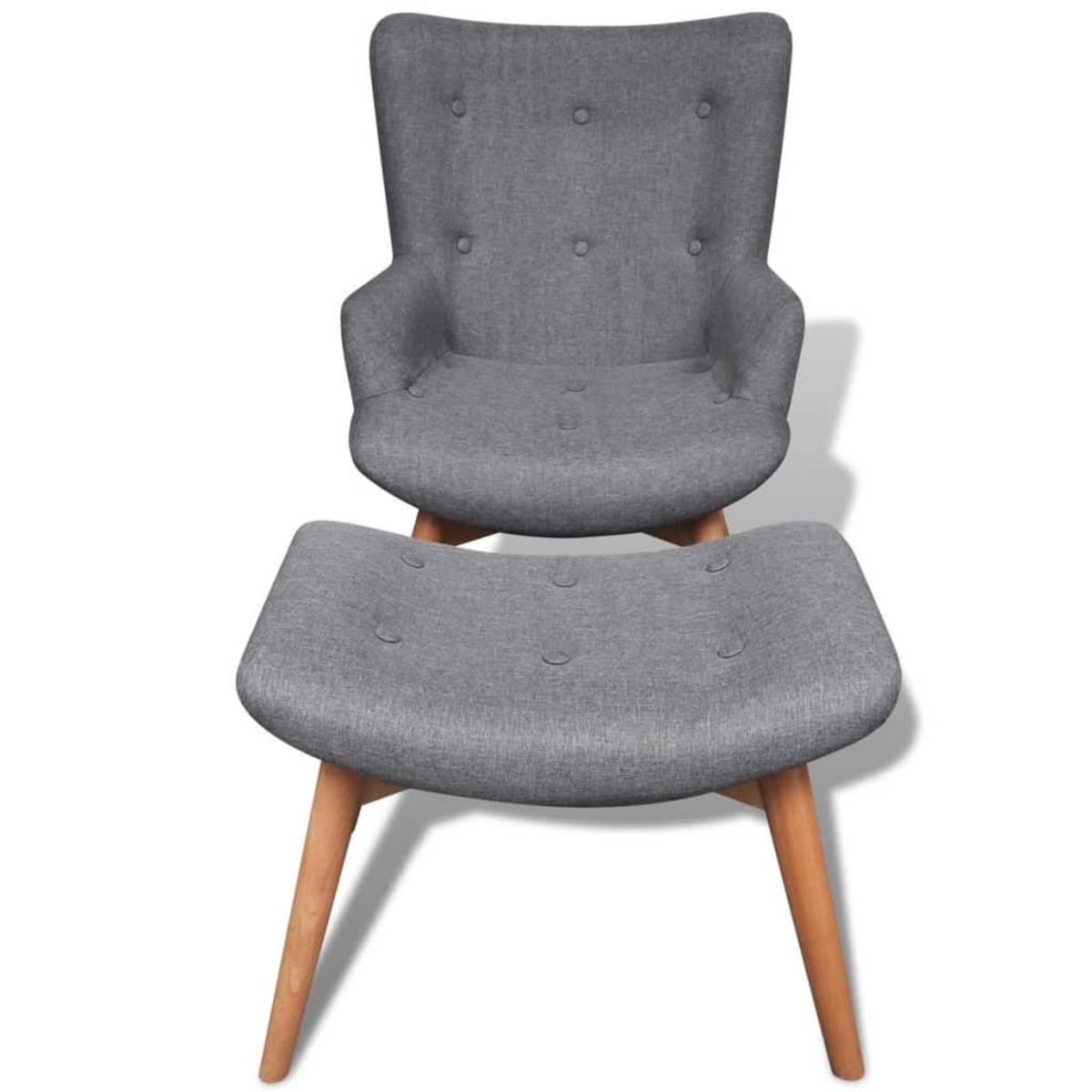 VIDAXL Fauteuil avec repose-pied gris tissu