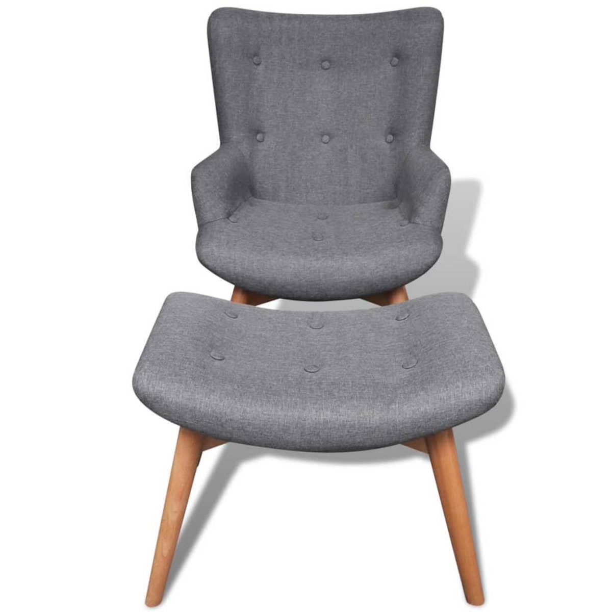 VIDAXL Fauteuil avec repose-pied gris tissu