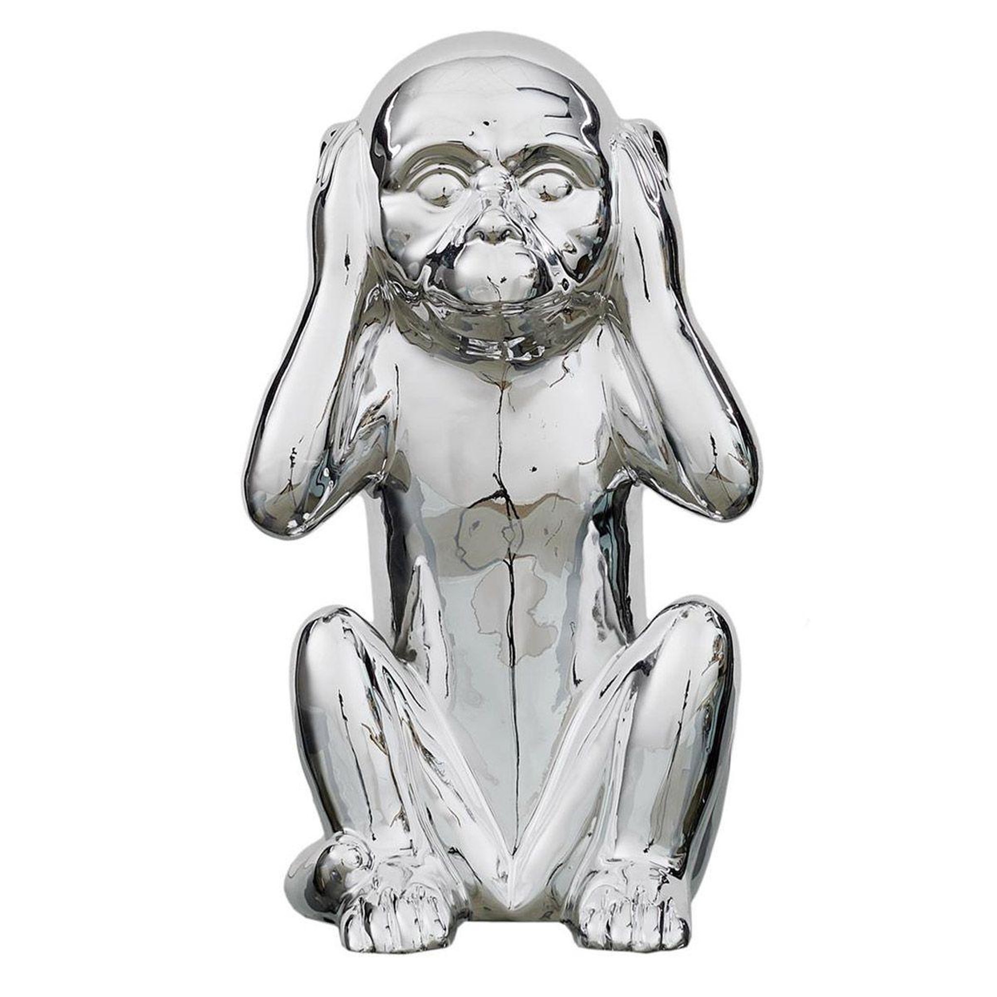 The Home Deco Factory Statuette déco en céramique  singe assis  28cm argent