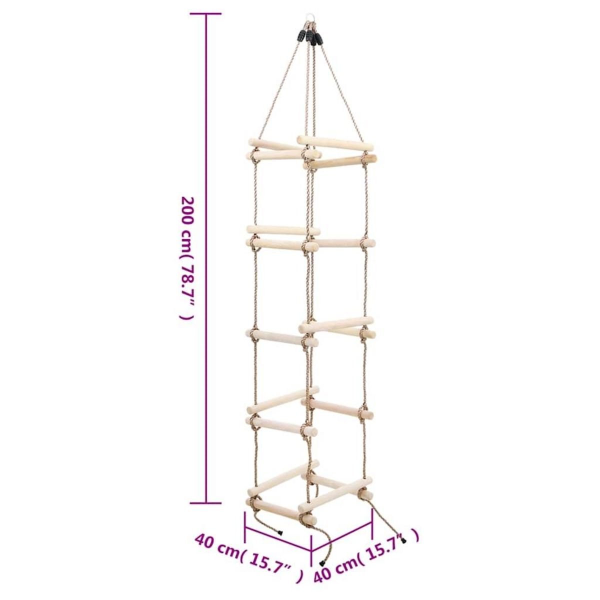 VIDAXL Echelle de corde pour enfants 200 cm Bois