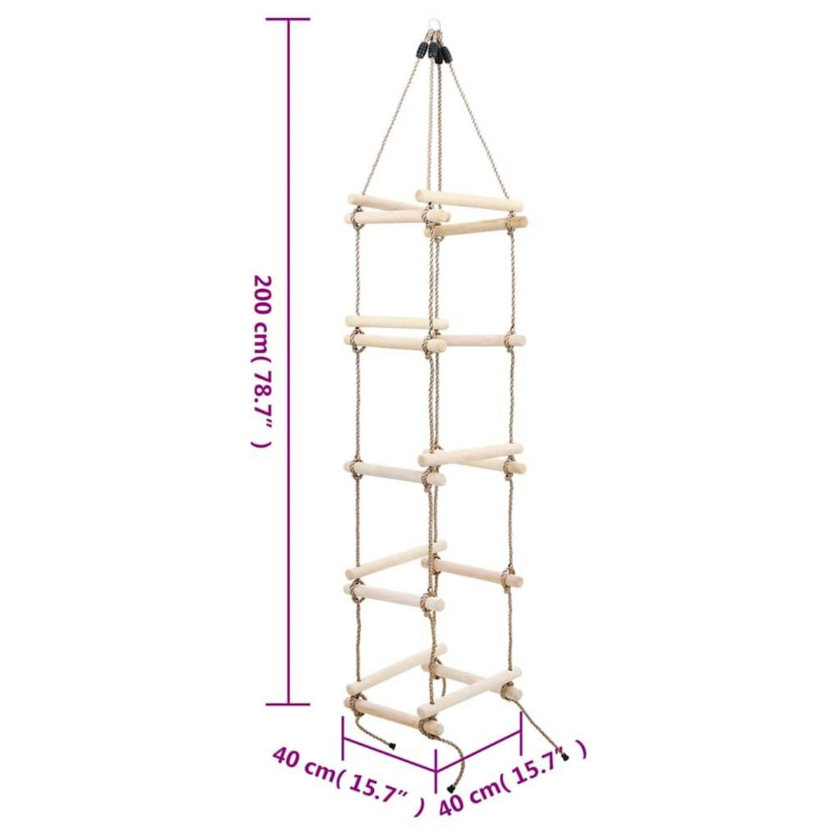 VIDAXL Echelle de corde pour enfants 200 cm Bois