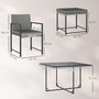Voir la diapositive 3 : OUTSUNNY Ensemble salon de jardin 8 places 9 pièces - 4 fauteuils, 4 tabourets, table à manger - acier résine tressée gris