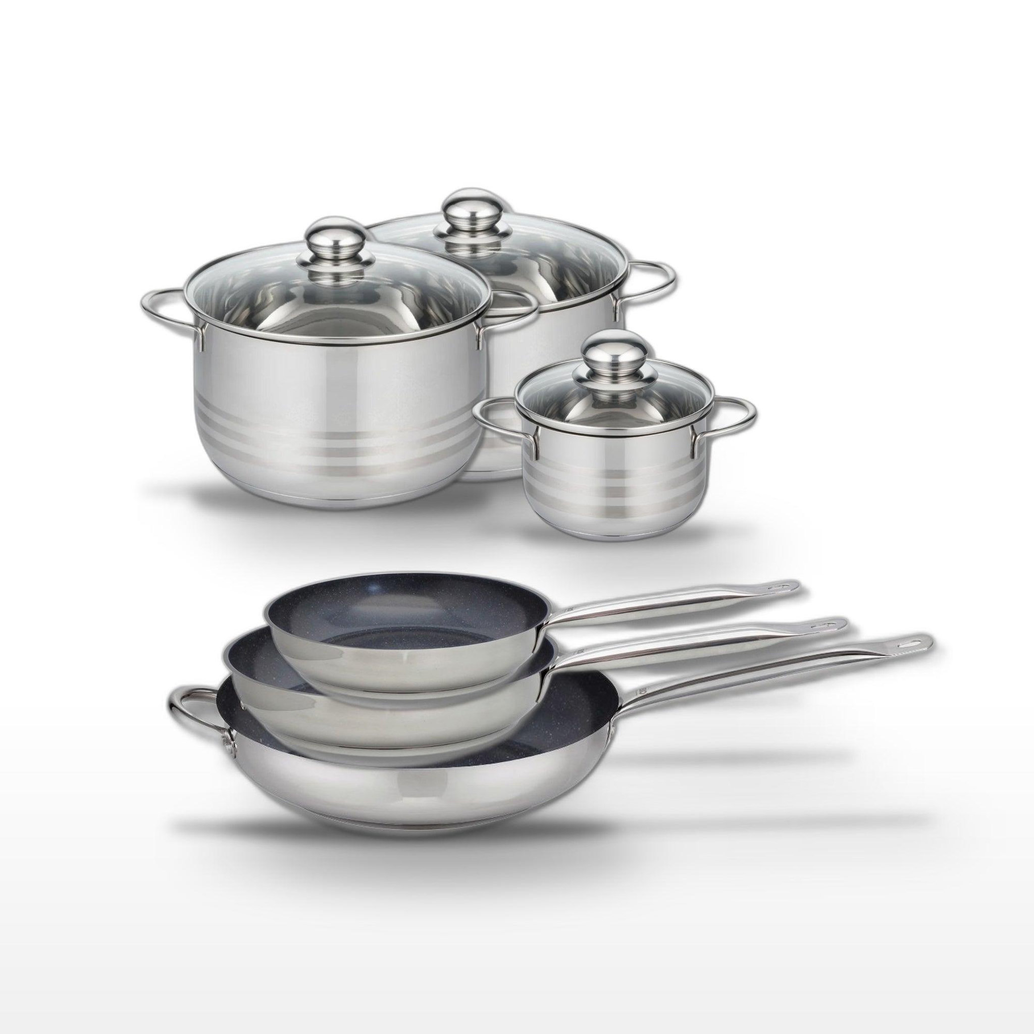 ELO Lot 3 poêles céramique 24/28/32 cm et 3 faitouts 14/20/24 cm elo profi therm platinum