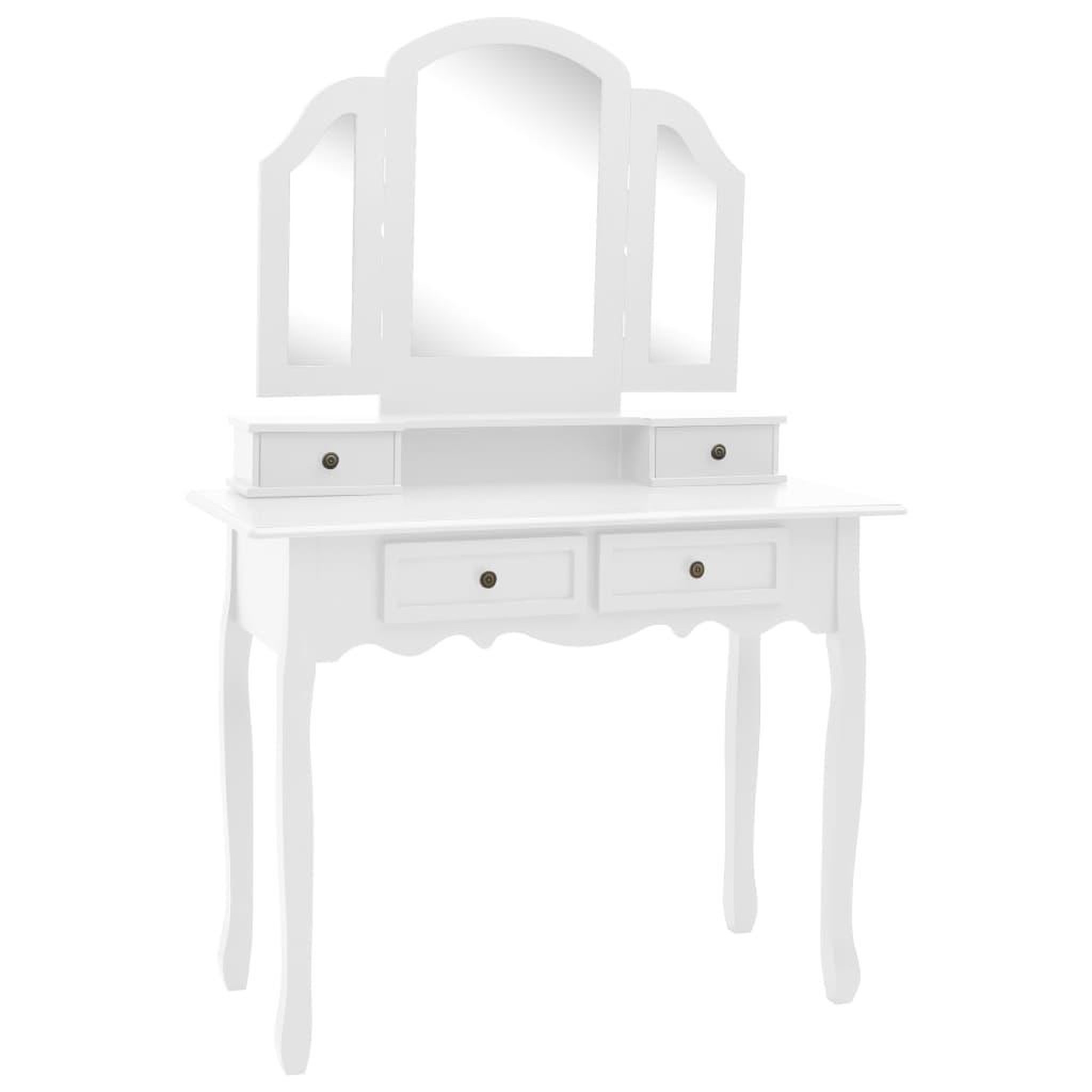 Voir la diapositive 2 : VIDAXL Ensemble de coiffeuse et tabouret Blanc 100x40x146 cm Paulownia