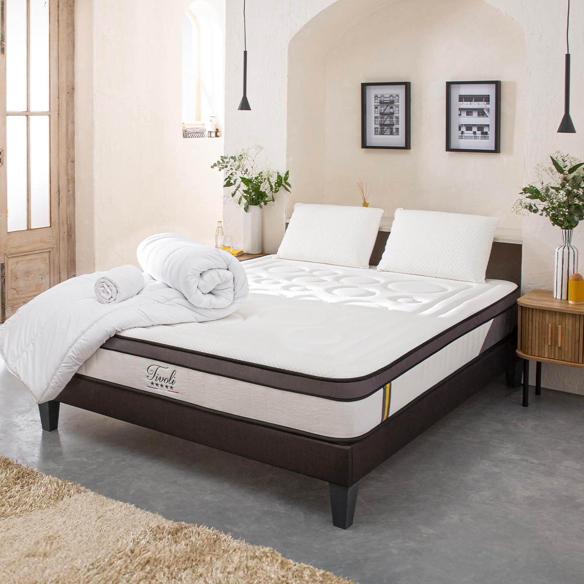 Voir la diapositive 3 : BELLECOUR BELLECOUR LITERIE | Pack Prêt à dormir TIVOLI | Matelas Mémoire de forme + Sommier + Accessoires