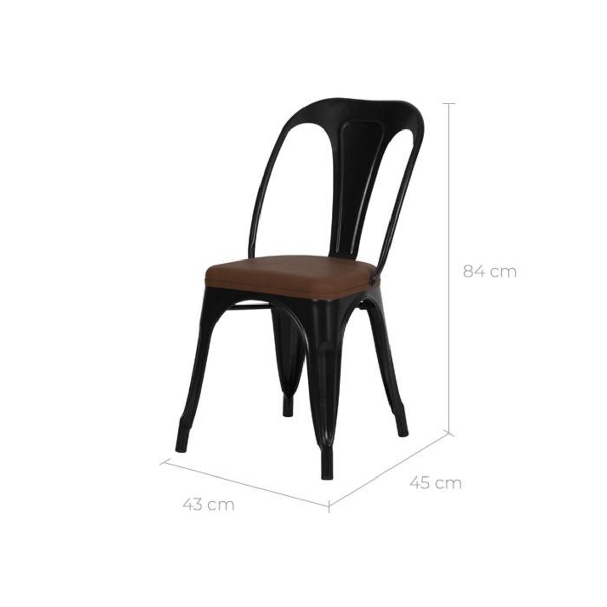 Rendez vous déco Lot de 2 chaises en métal noir et cuir synthétique marron - Charly