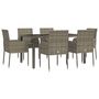 Voir la diapositive 3 : VIDAXL Ensemble a manger jardin et coussins 7 pcs gris rotin