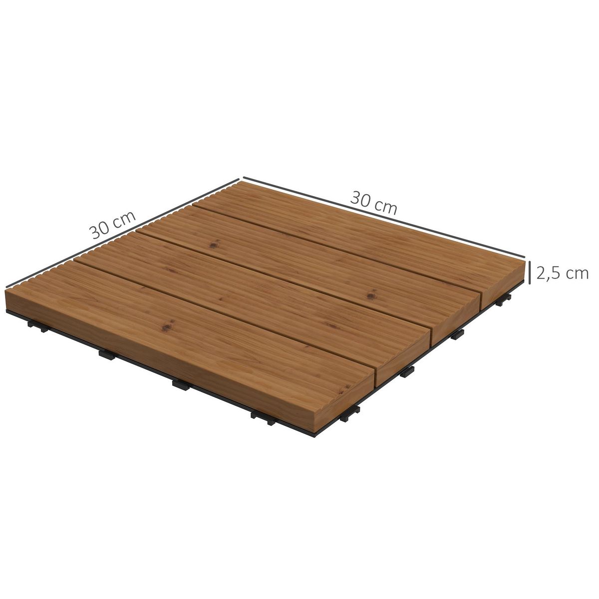 OUTSUNNY Dalles terrasse - caillebotis - lot de 12 pcs, max. 1,08 m²- clipsables, installation très simple - lamelles bois sapin pré-huilé