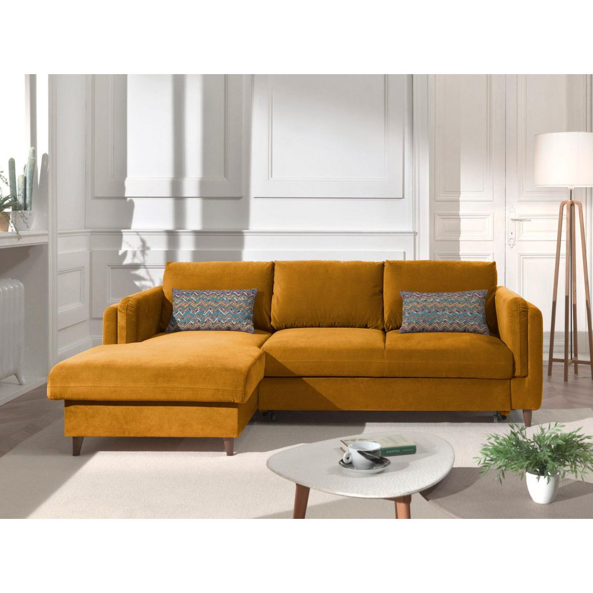 LISA DESIGN Brooke - canapé d'angle gauche - convertible avec coffre - 4 places - en velours