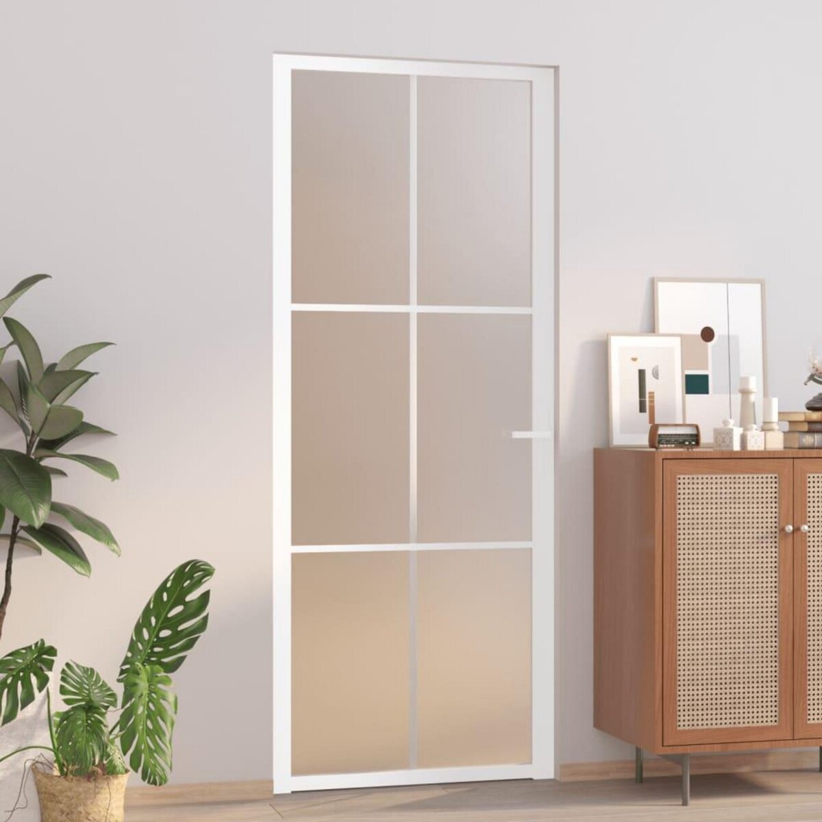 VIDAXL Porte interieure 83x201,5 cm Blanc Verre mat et aluminium