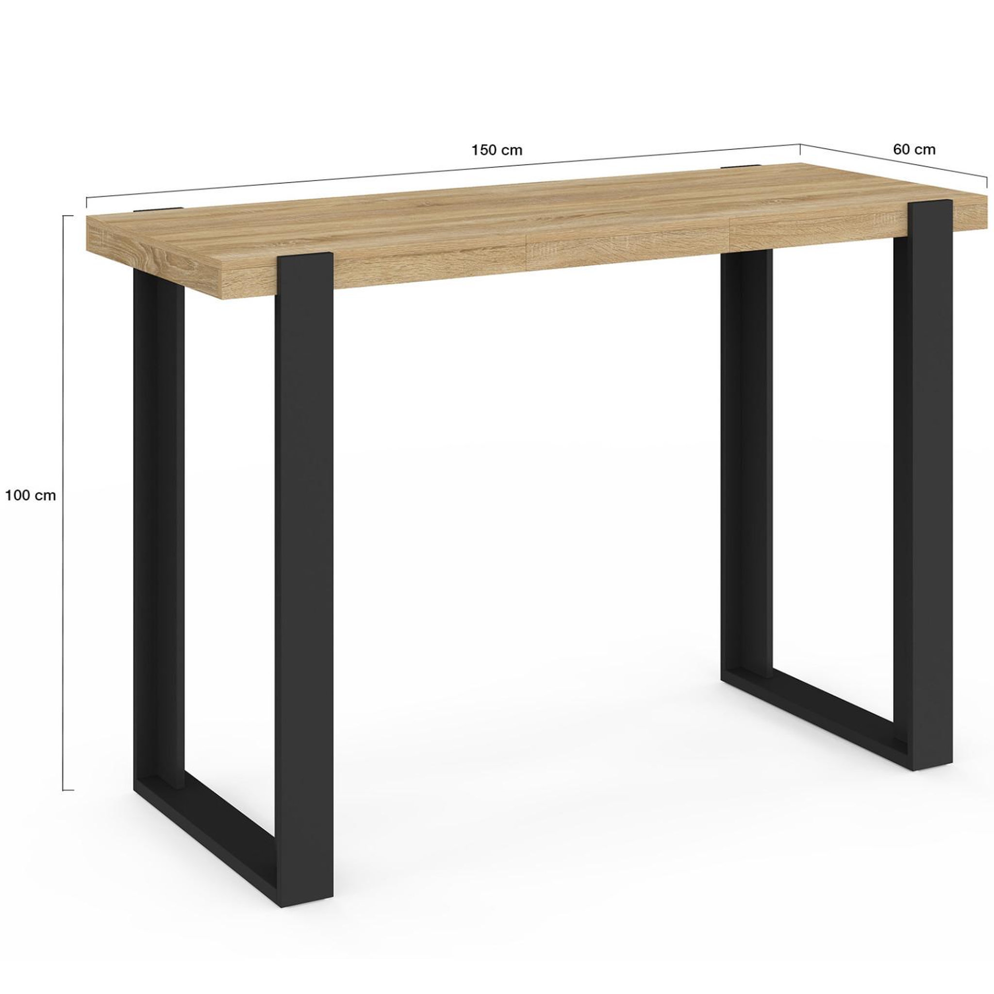 Voir la diapositive 5 : ID MARKET Table haute de bar extensible PHOENIX 2-4 personnes bois et noir 110 - 150 cm